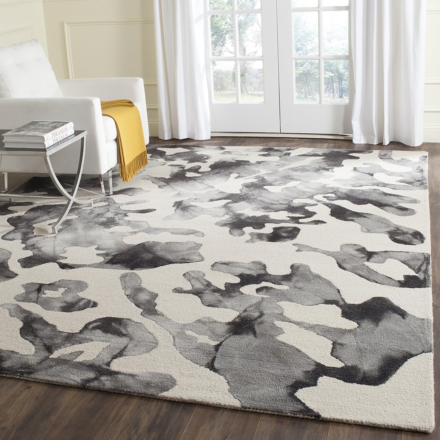 Safavieh Dip Dye Collection DDY517E Handmade Modern Abstract Premium Wool Area Rug, 8' x 10', Beige / Charcoal