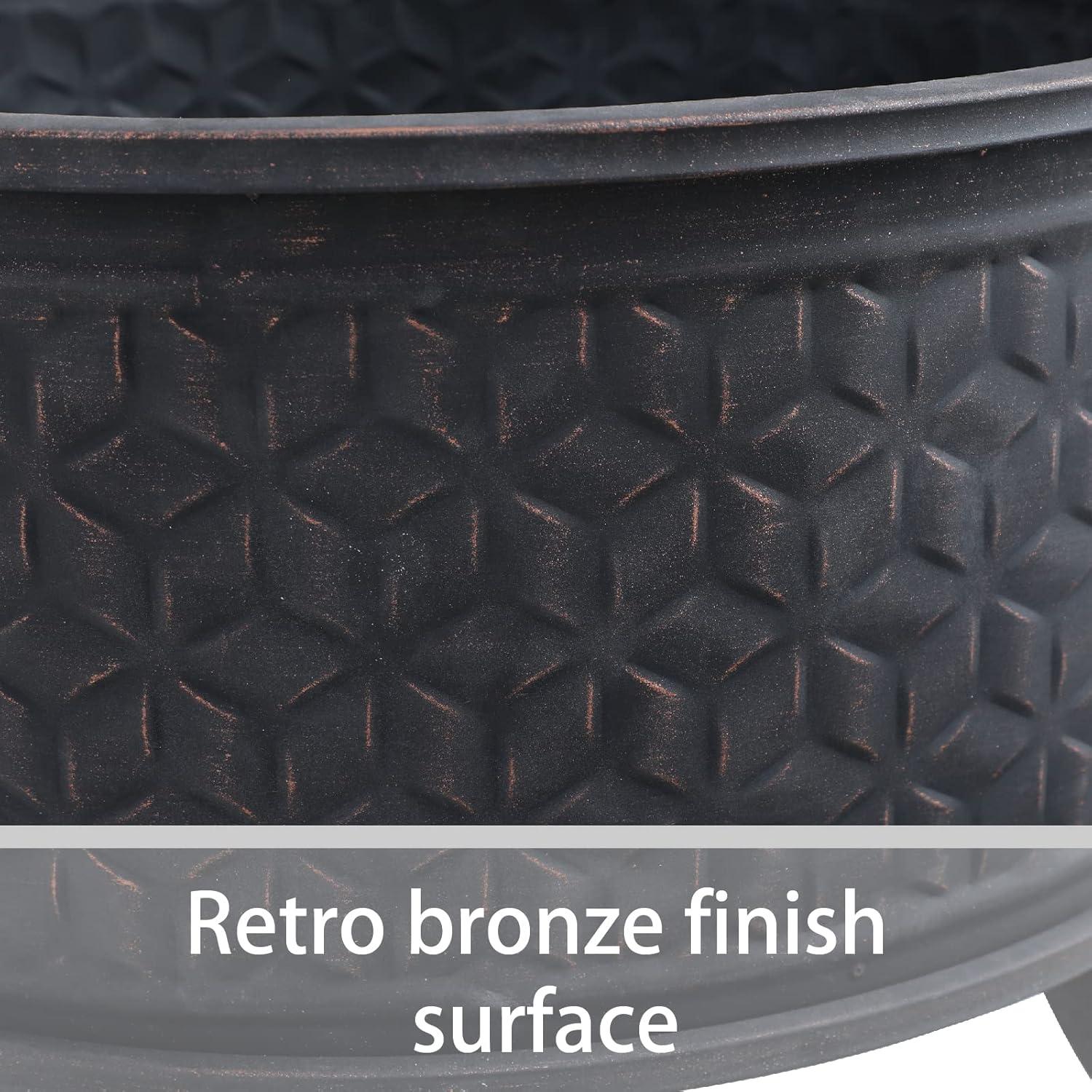 Wood Burning Fire Pit for Outside Antique Bronze 26 Inch Firepit Large Round Fire Pit Bowl with Poker & Spark Screen for Patio Lawn Backyard 4 Leg & Bronze Finish