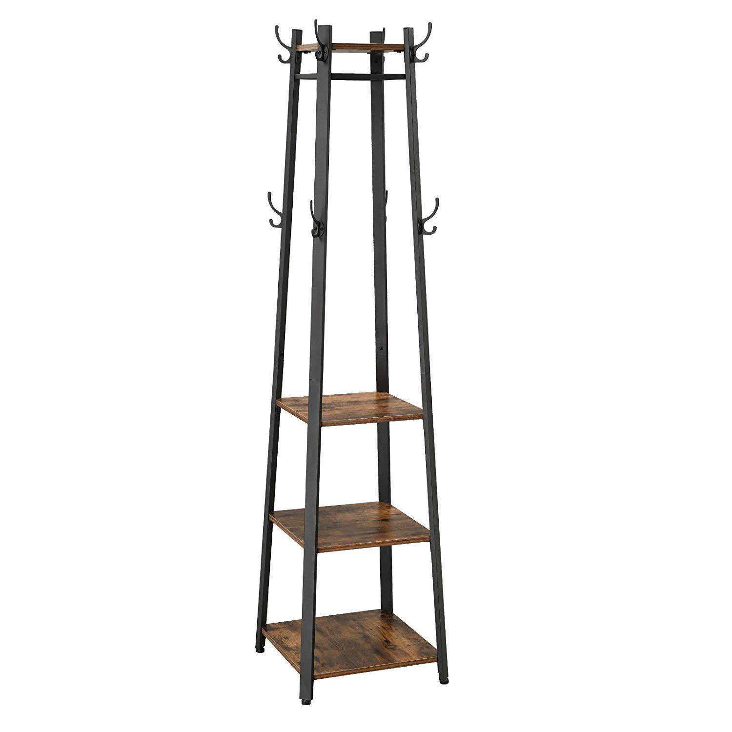 Nancy&s Bremerton Coat Stand - Coat Hangers - Industrial - Metal - Wood - Brown/Black - 45 x 45 x 181 cm