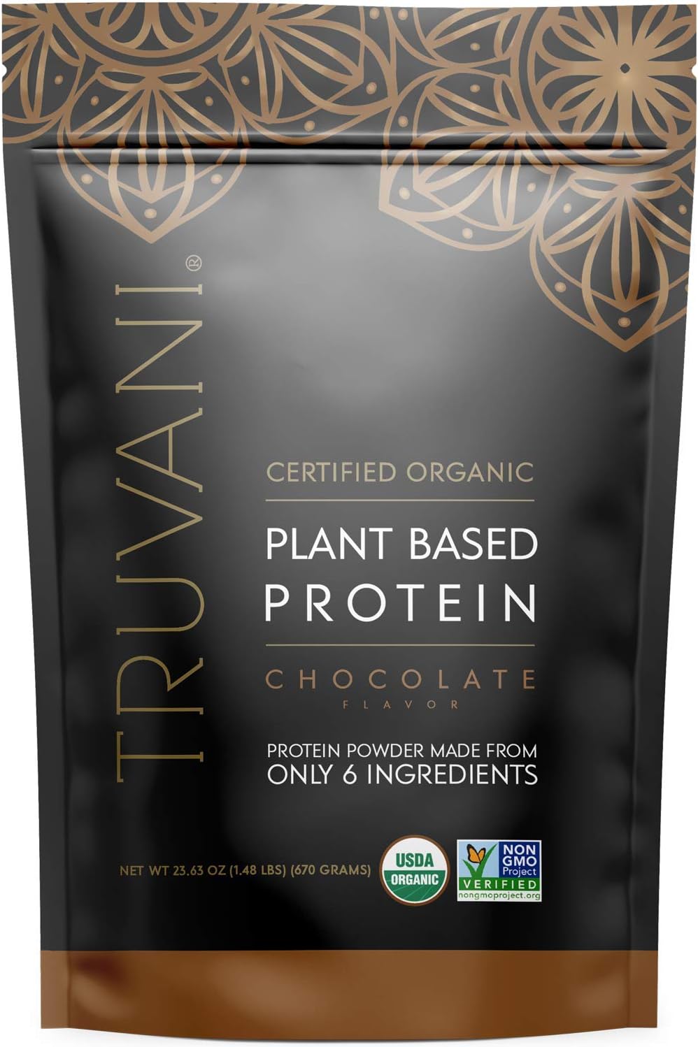TRUVANI - Plant Based Protein Powder - USDA Certified Organic Protein Powder, Vegan, Non-GMO, Gluten Free Protein Powder - Chocolate Pack of 2