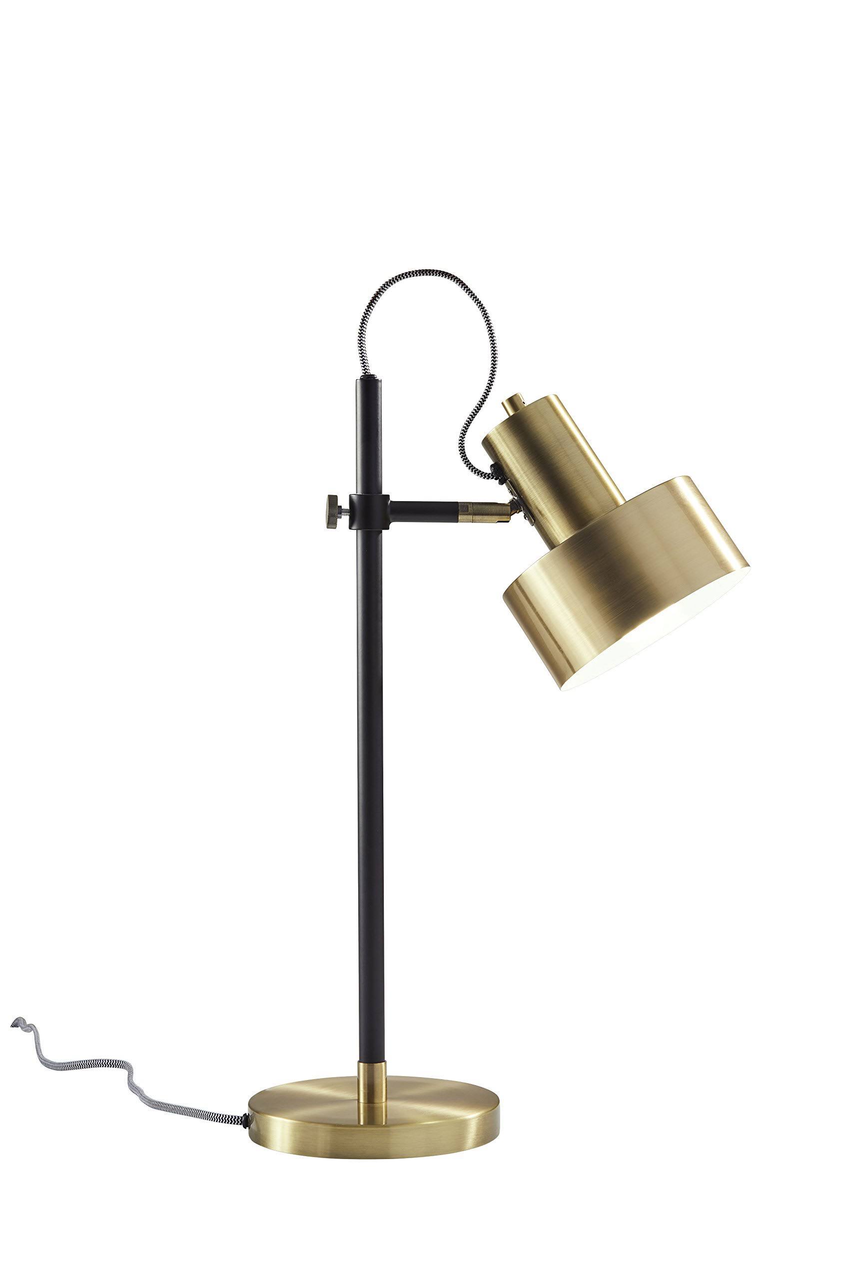 Adesso Clayton Desk Lamp in Matte Black and Antique Brass