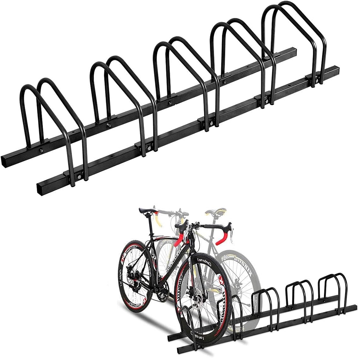 ERGOMASTER 5 Bike Bicycle Floor Parking Adjustable Storage Stand Bike Rack for Garage & Indoor , Silver