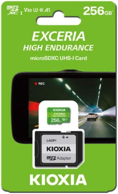 Kioxia 256GB microSD Exceria High Endurance Flash Memory Card U3 V30 C10 A1 Read 100MB/s Write 85MB/s LMHE1G256GG2 Pack of 2