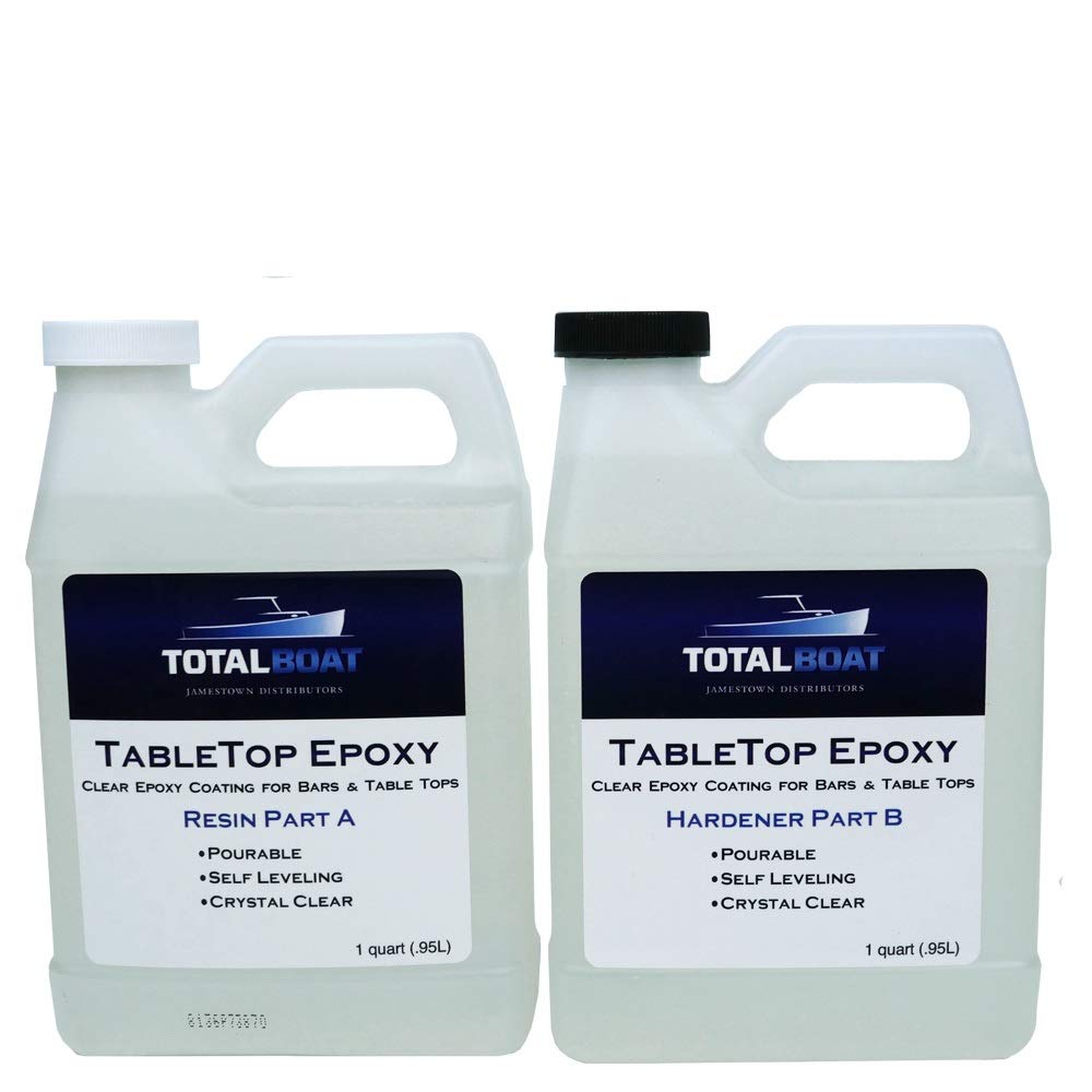 TotalBoat Epoxy Resin Crystal Clear - 2 Quart Epoxy Resin & Hardener Kit for Bar Tops, Table Tops & Countertops | Pro Epoxy Coating for Wood, Concrete, Art Pack of 2