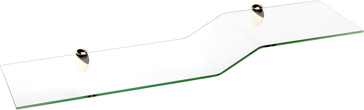 Spancraft Glass Sparrow Bent Glass Shelf, Brass Bracket, 8 x 32 Pack of 2
