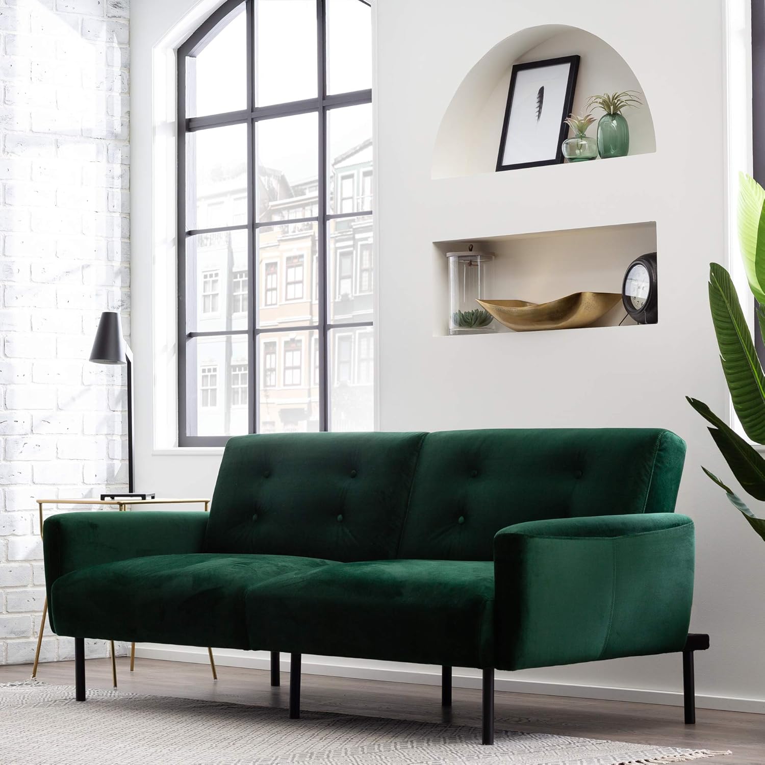 Edenbrook Gilman&nbsp;Armless&nbsp;Convertible&nbsp;Futon Compact&nbsp;DayBed&nbsp;&ndash;&nbsp;Supportive Sleeper Sofa Bed Sofabed, Standard, Navy Blue Velvet