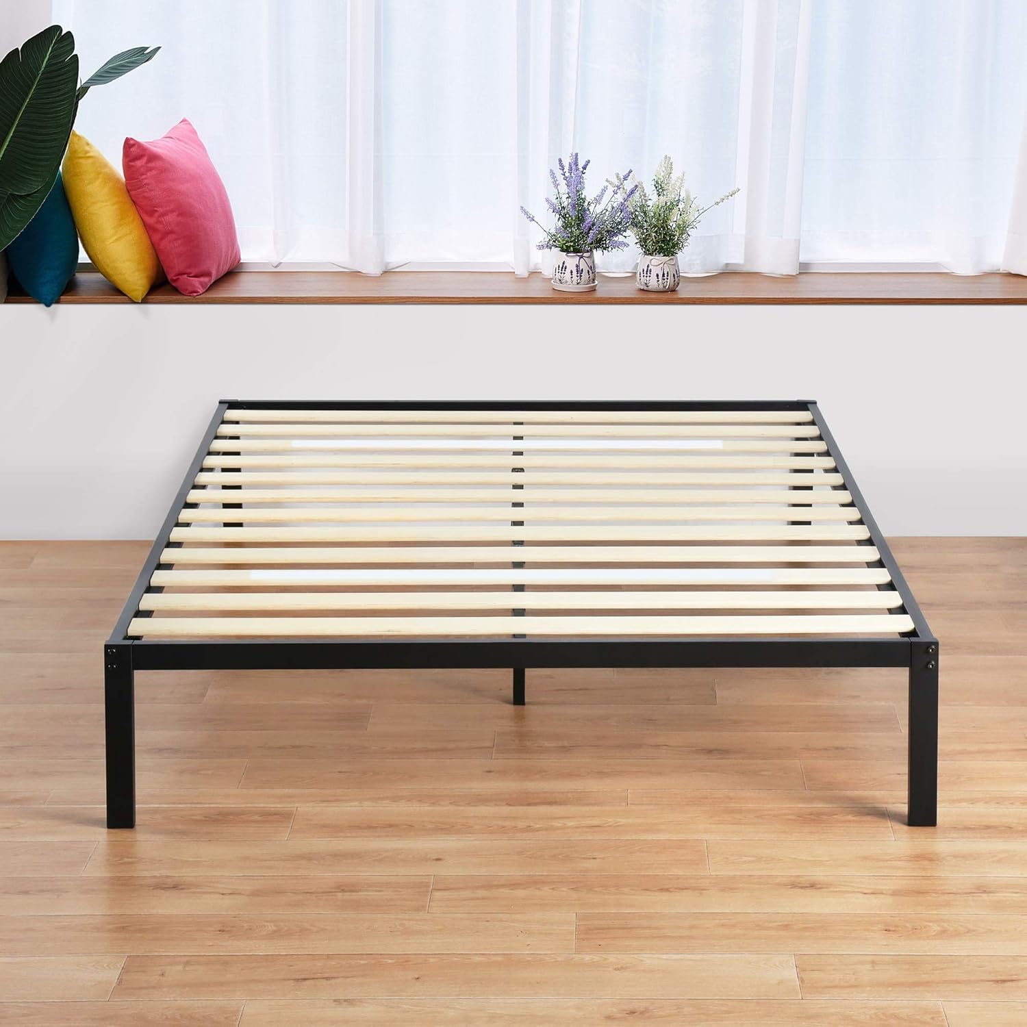 Sleeplace SVC14BX15F 14 Inch Modern Metal Platform Bed Frame/Easy Assembly, Black,Full