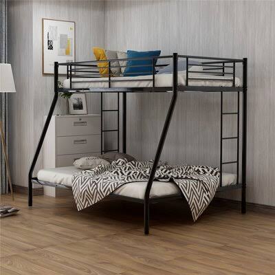 White Twin Over Full Metal Bunk Bed Latitude Run Color: Black