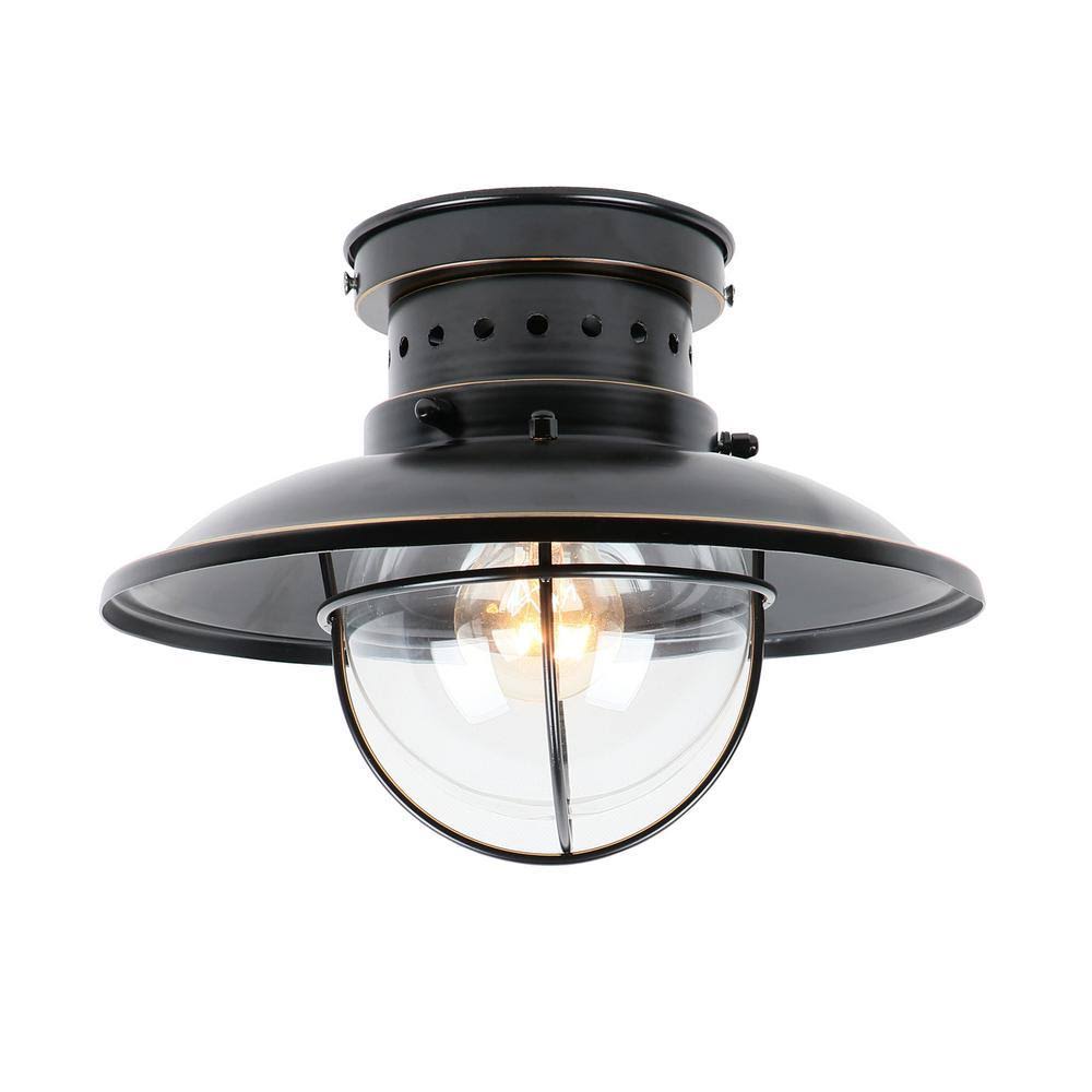 Small 1-Light Imperial Black Outdoor Ceiling Light Flush Mount