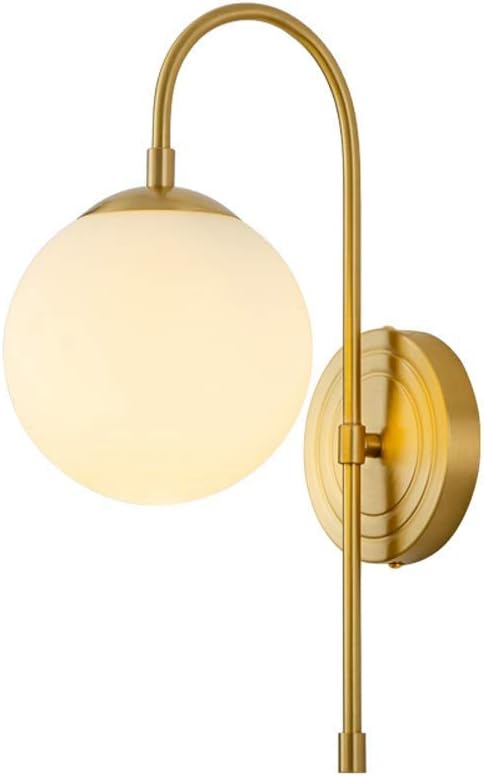ACXLONG Industrial Wall Light Fixtures Modern Brushed Gold Finish Wall Sconces with 5.9 Inch Globe Hand Made Glass Shade Hallway Wall Lamps Indoor Landscape Lights Suitable for Living Room Vanity Mir