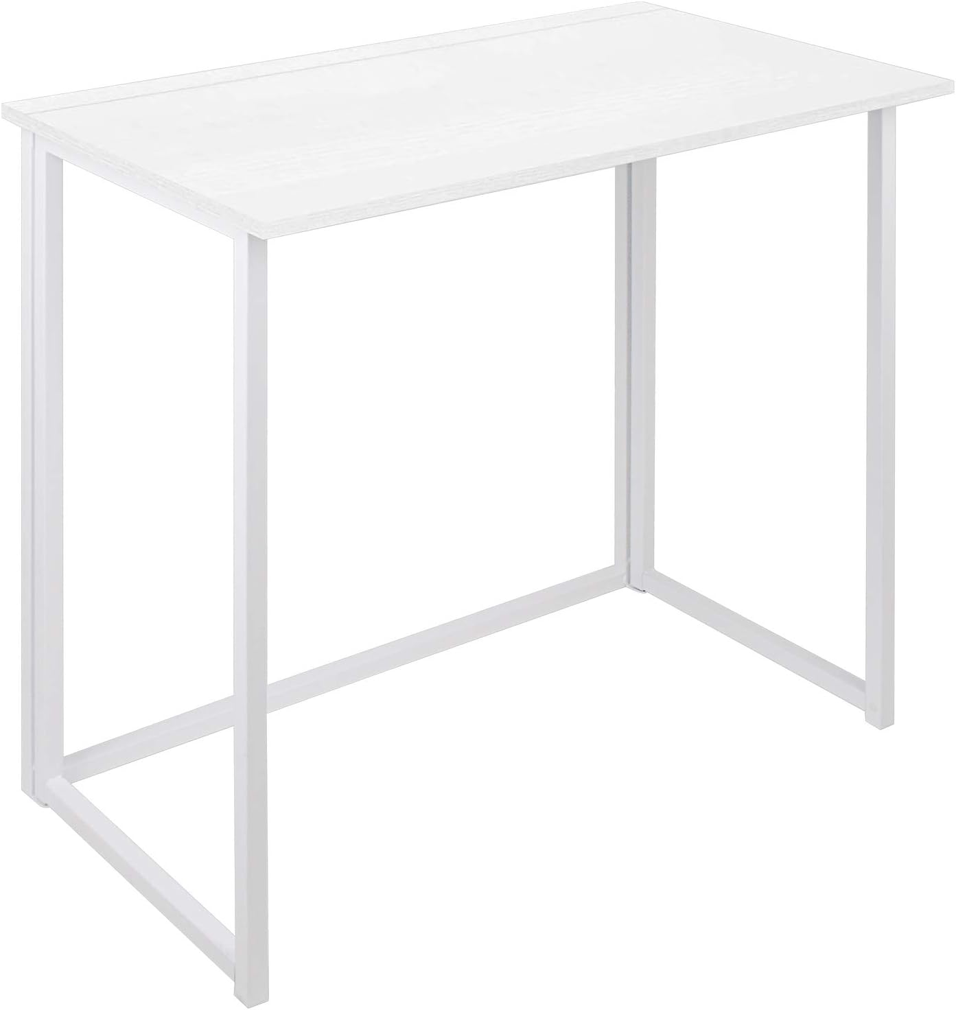 Folding Computer Desk for Small Spaces, No-Assembly Space-Saving Home Office Desk, Foldable Computer Table, Laptop Table, Writing Desk, Compact Study Reading Table (White) Pack of 2