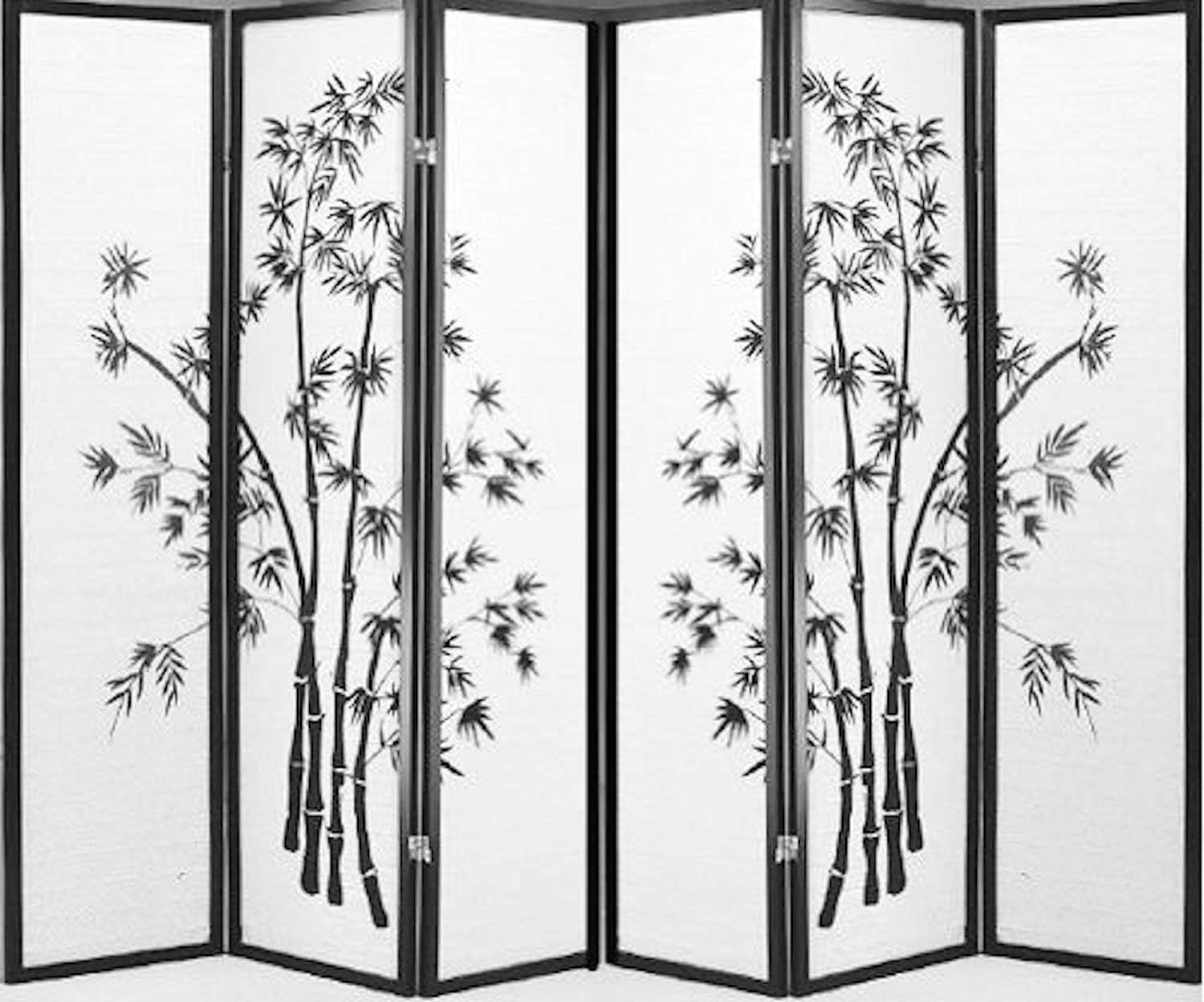 6 Panel Bamboo Screen Black