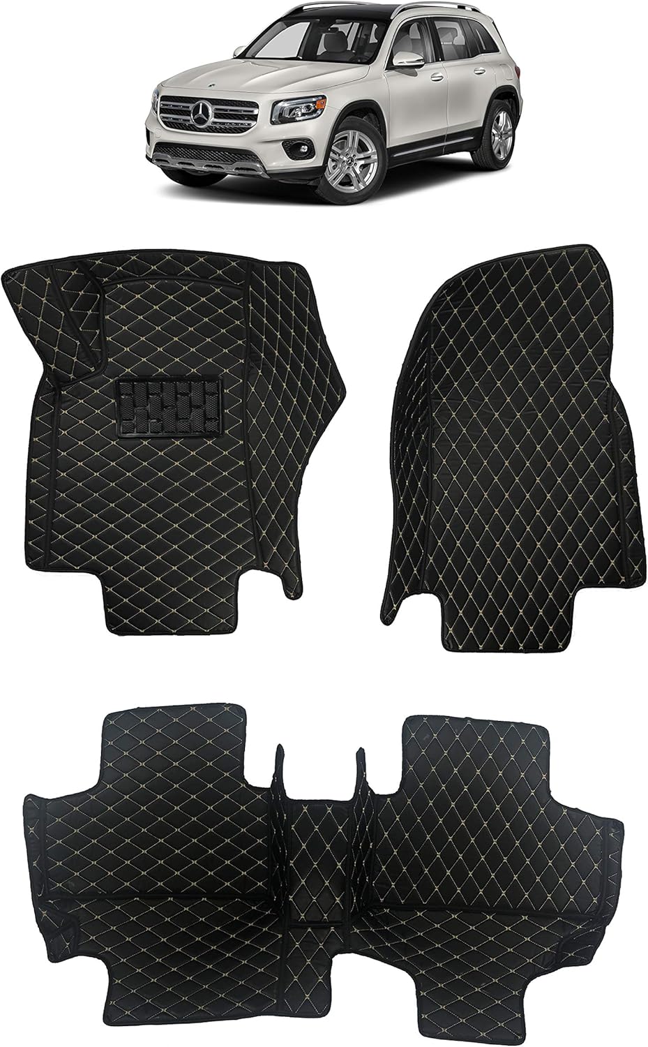 Custom Fit [Made in USA] All Weather Heavy Duty Full Coverage Floor Mat Floor Protection [1st and 2nd Row] for 2020 2020 Mercedes Benz GLB Class GLB 250 4 Matic - Black Single Layer