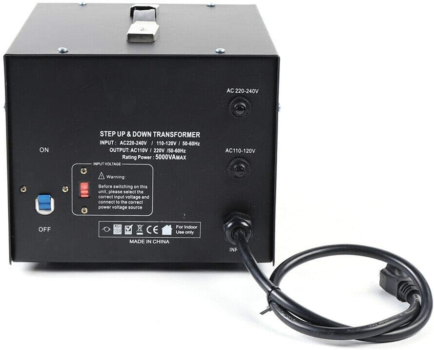 5000W Voltage Converter Transformer Step Up/Down 110V/220V AC Heavy Duty Voltage Converter Transformer Power Converter with 3 Outputs