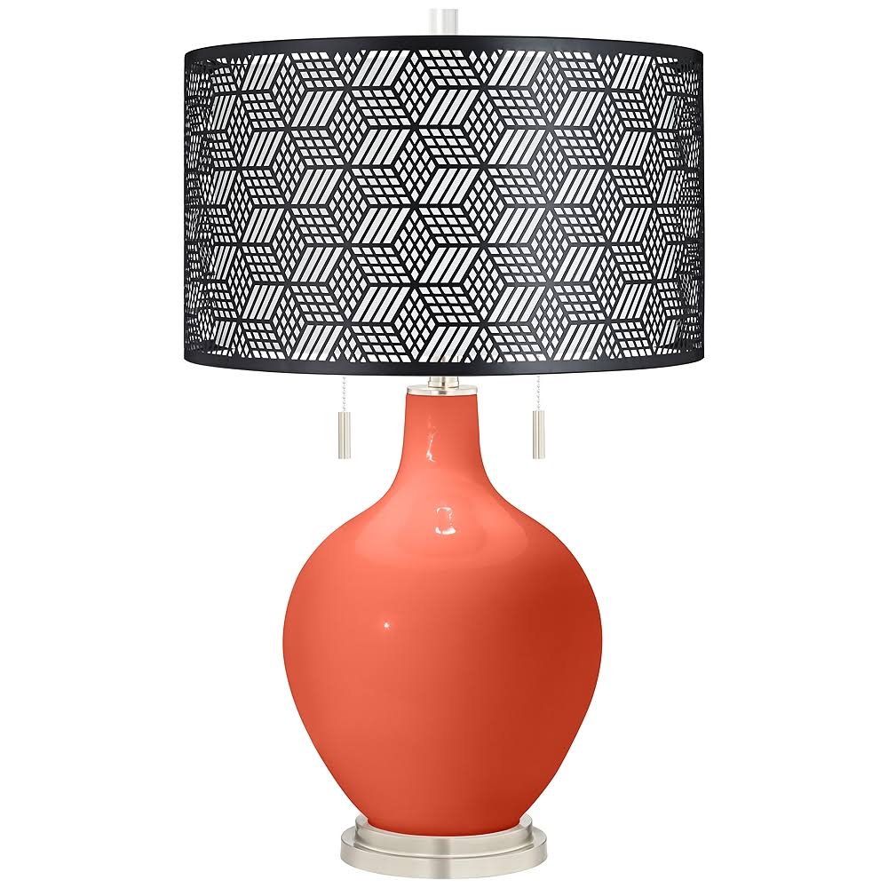 Color + Plus Daring Orange Toby Table Lamp with Black Metal Shade