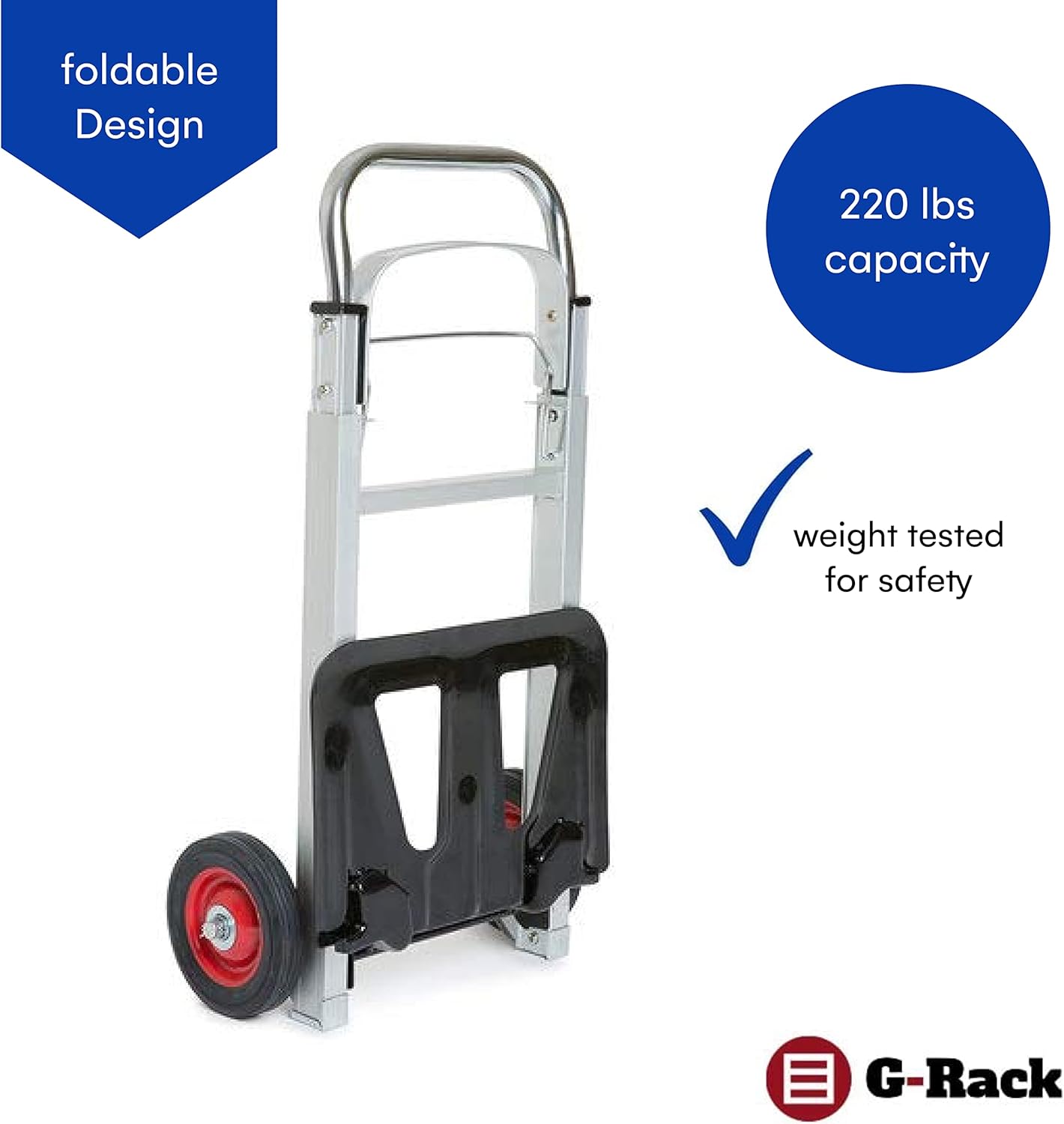 Folding Aluminium Industrial Hand Trolley - with Anti Puncture Tyres and 220LB Load Capacity (White) - 5 Year Warranty Pack of 2