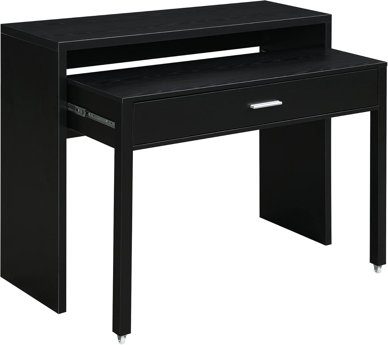 Convenience Concepts Newport JB Console/Sliding Desk with Drawer and Riser, Black