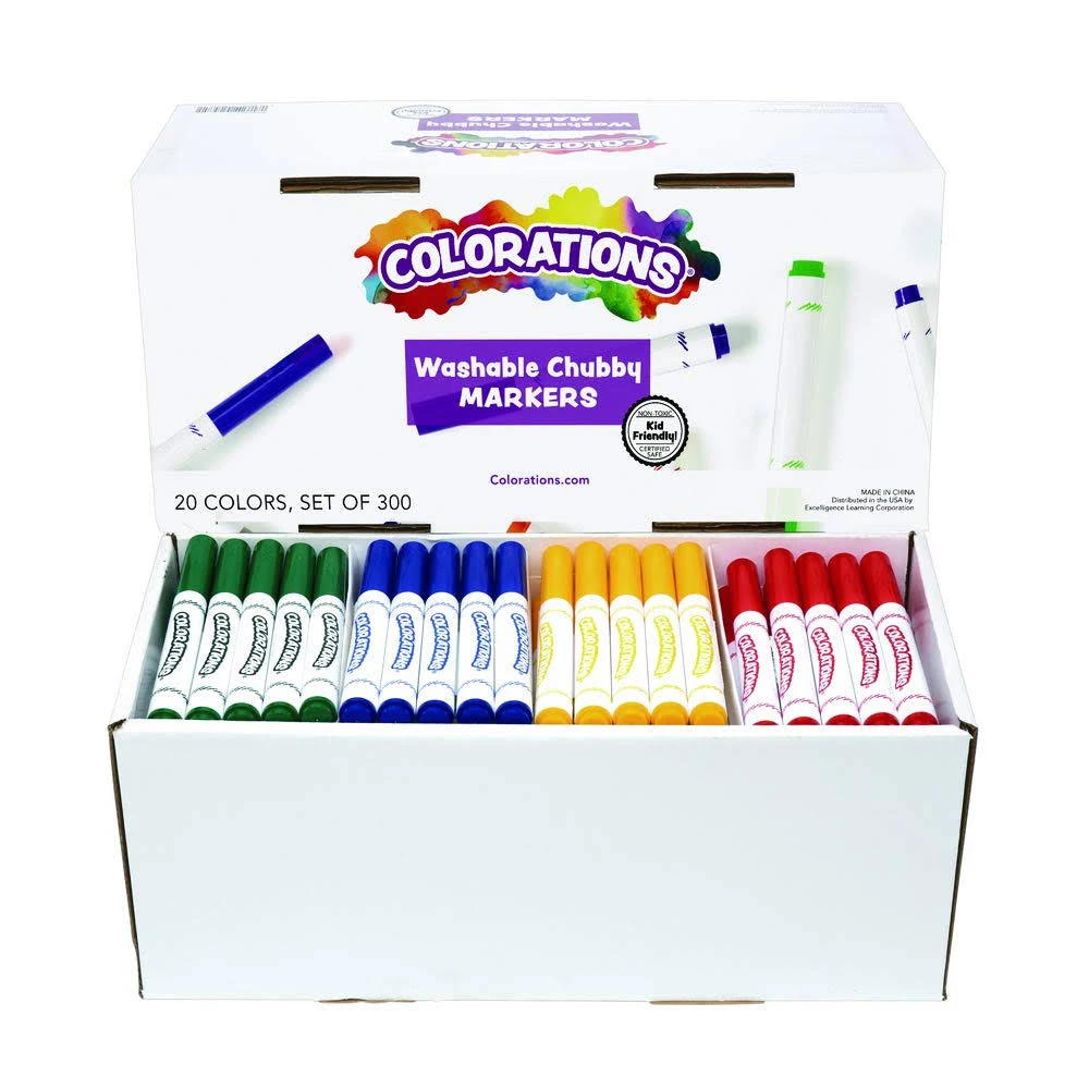 Colorations Washable Chubby Markers, Popular Colors Pack - Set of 200