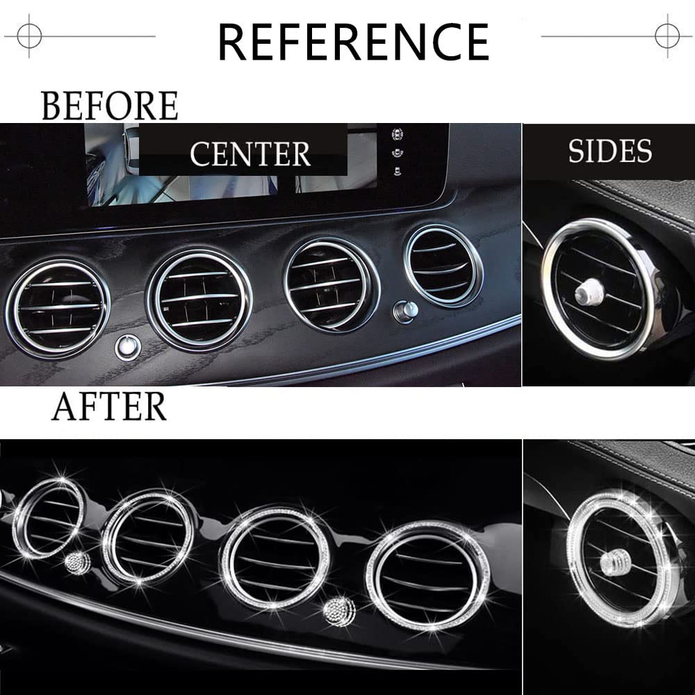 Jfsotls Compatible Mercedes Benz Accessories E Class W213 S213 2017-22 AMG Air Vent Cover Bling Trim Sticker Interior Custom Parts Interior Panel Rhinestone Zinc Alloy Silver Double Sided Tape 12Pcs
