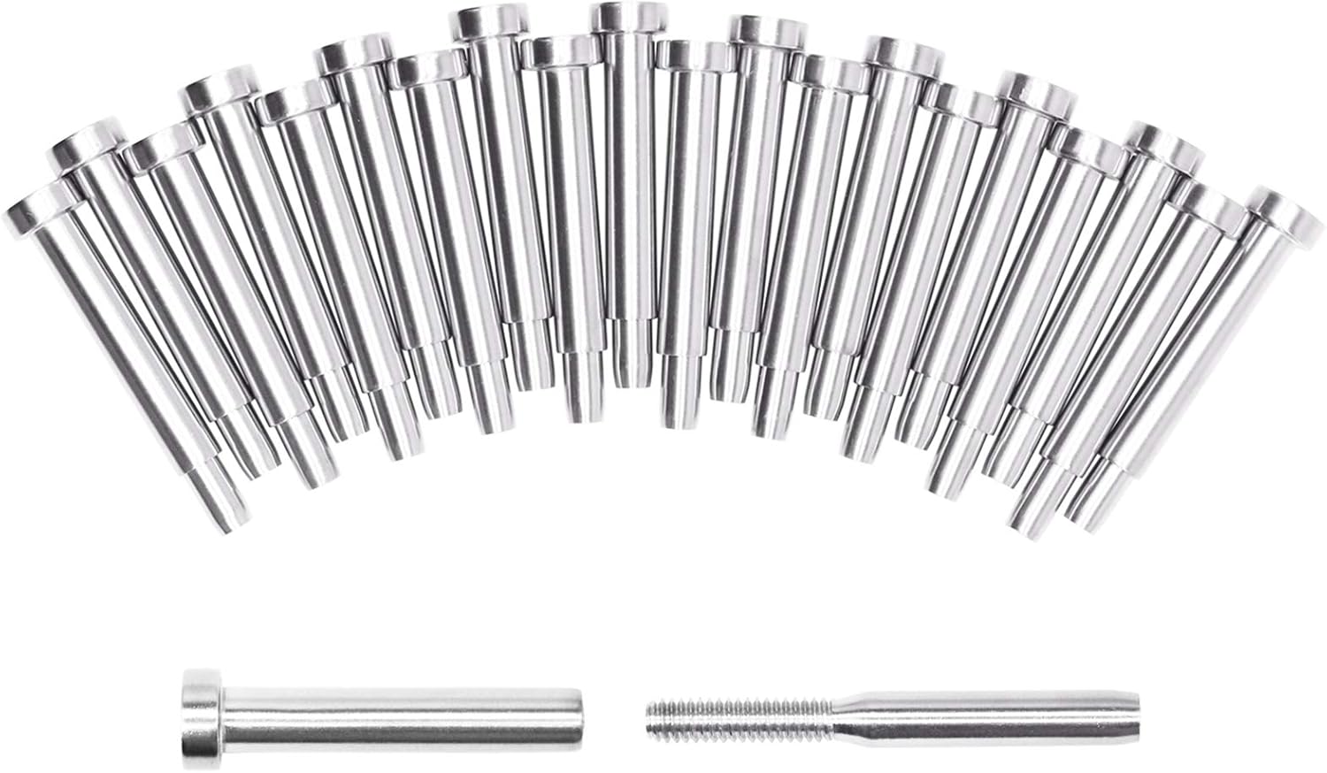 BLIKA 20 Pack Stainless Steel Invisible Receiver and Swage Stud End for 3/16 Inch Cable Railing, Deck Stair Threaded End Fitting for Wood Post/Metal Post, 3/16