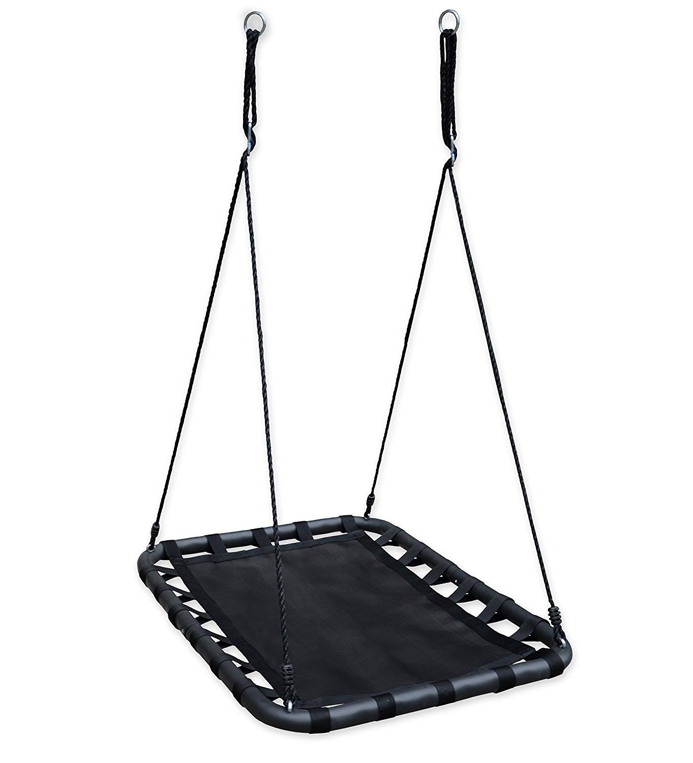 Mega Mat Rectangular Outdoor Platform Tree Swing for Yard or - Black
