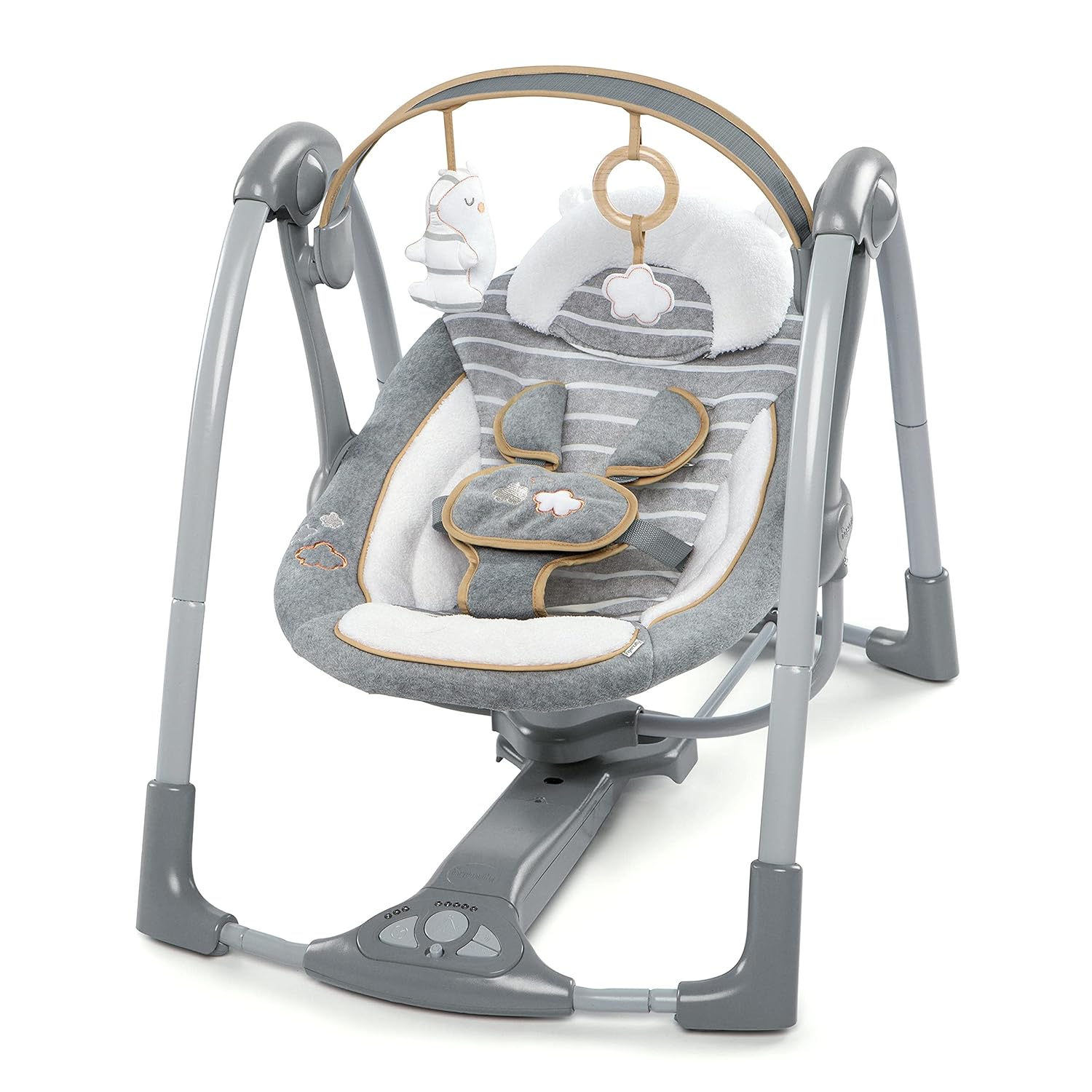 Ingenuity Swing 'n Go Portable Baby Swing - Hugs & Hoots - with Battery-Saving Technology Pack of 2