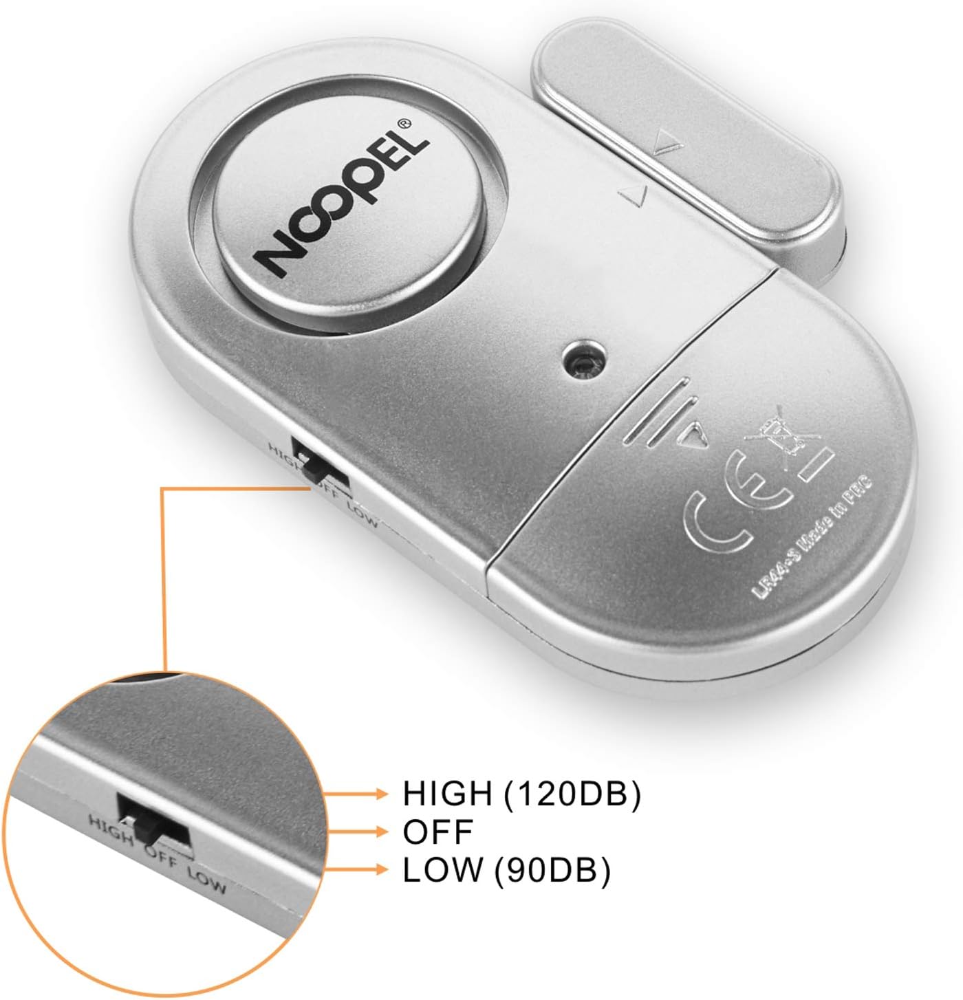 Door Window Alarm 4 Pack New Version with Two Volume Levels NOOPEL Magnet Triggered Burglar Intruder Entry Sensor Alert for Home Security with Batteries Included