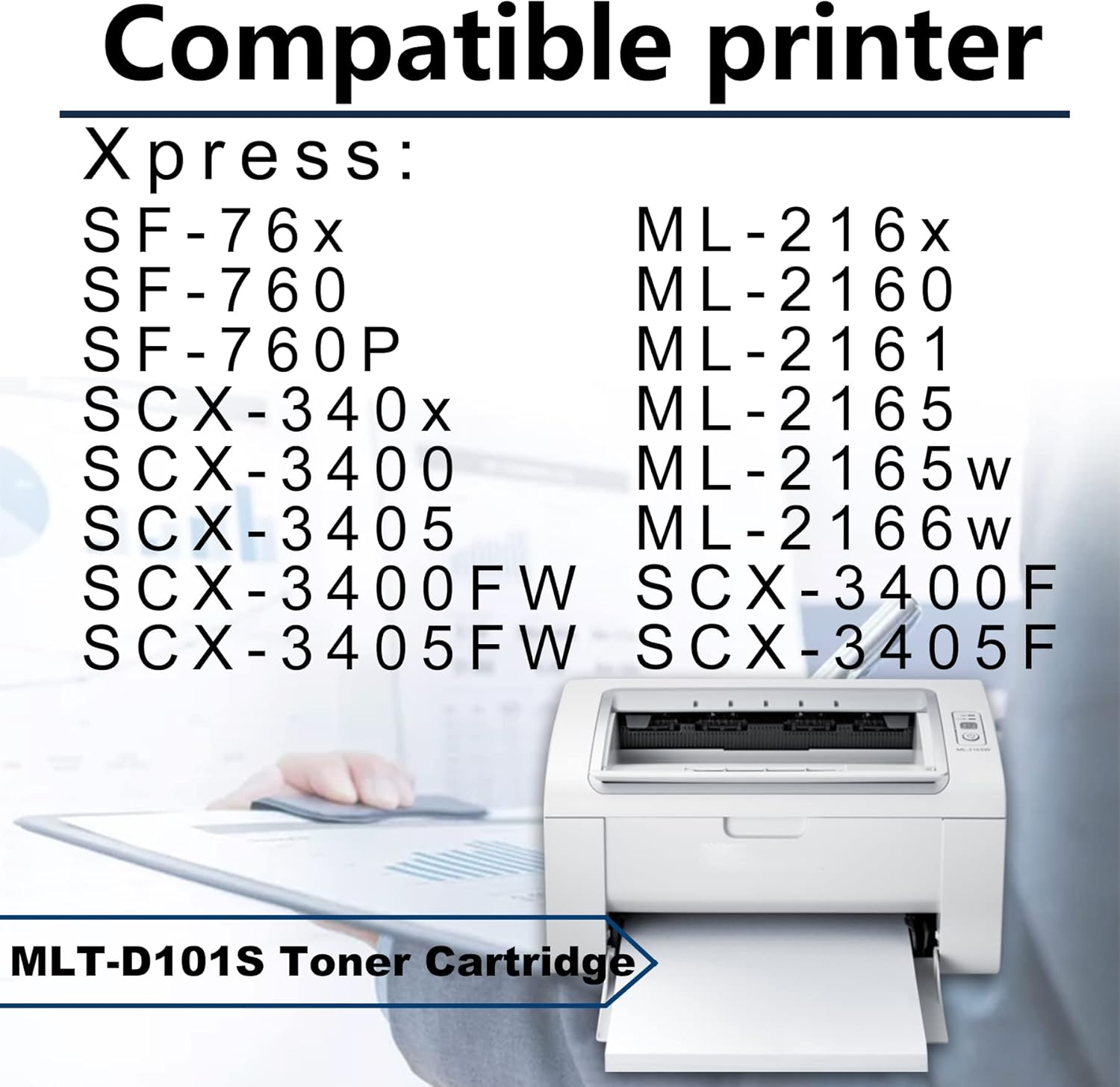 Cobaprint Compatible MLT-D101S D101S Toner for SCX-3400FW 1 Pack Black (SU700A) Replacement for ML-2160 ML-2161 ML-2165 SF-760 SF-760P ML-2165w ML-2166w SCX-3400 SCX-3400F SCX-3400FW Series Printer Pack of 2