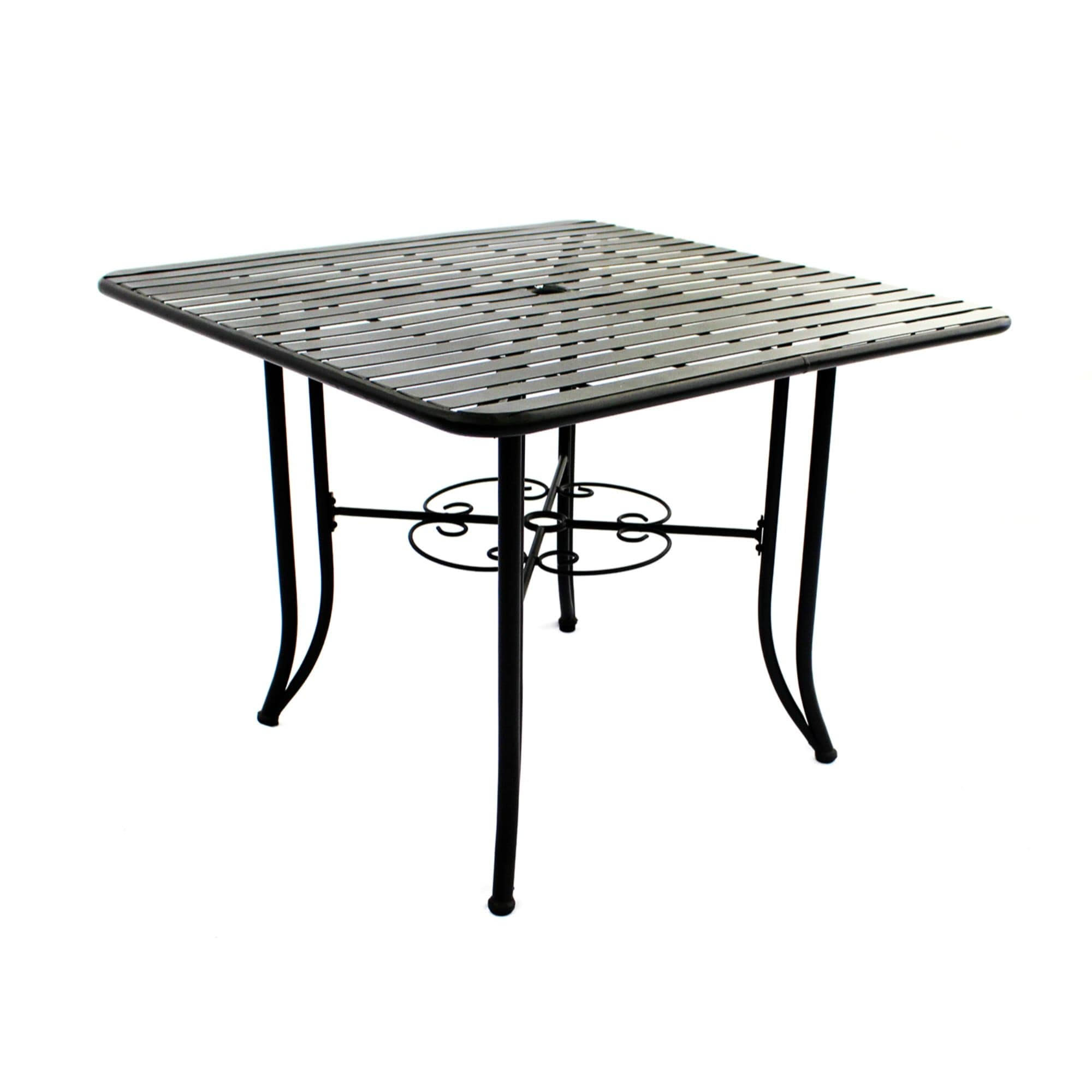 Courtyard Casual Black Steel French Quarter Outdoor Dining Table