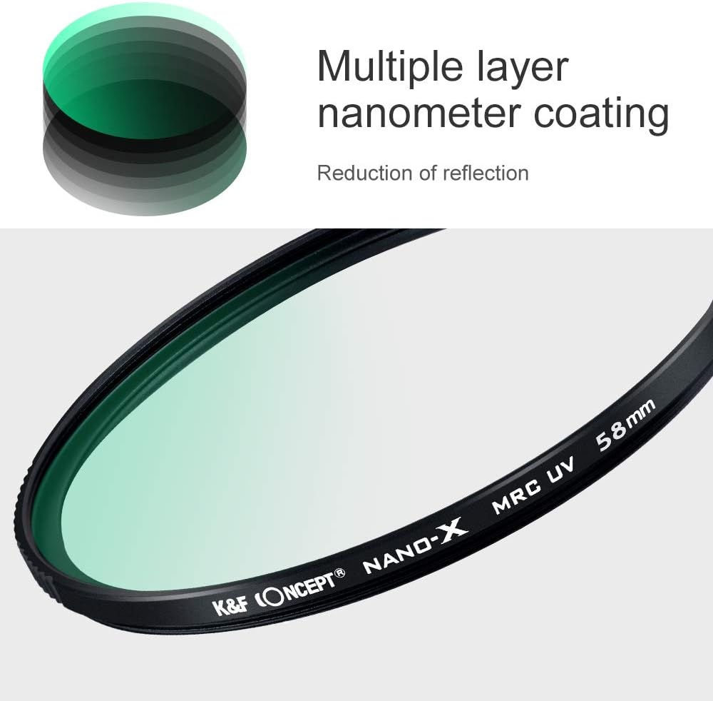 K&F Concept 95mm MC UV Protection Filter, 28 Multi-Layer Coatings HD/Hydrophobic/Scratch Resistant UV Filter with Nanotech Coating, Ultra-Slim UV Filter for 95mm Camera Lens Pack of 2