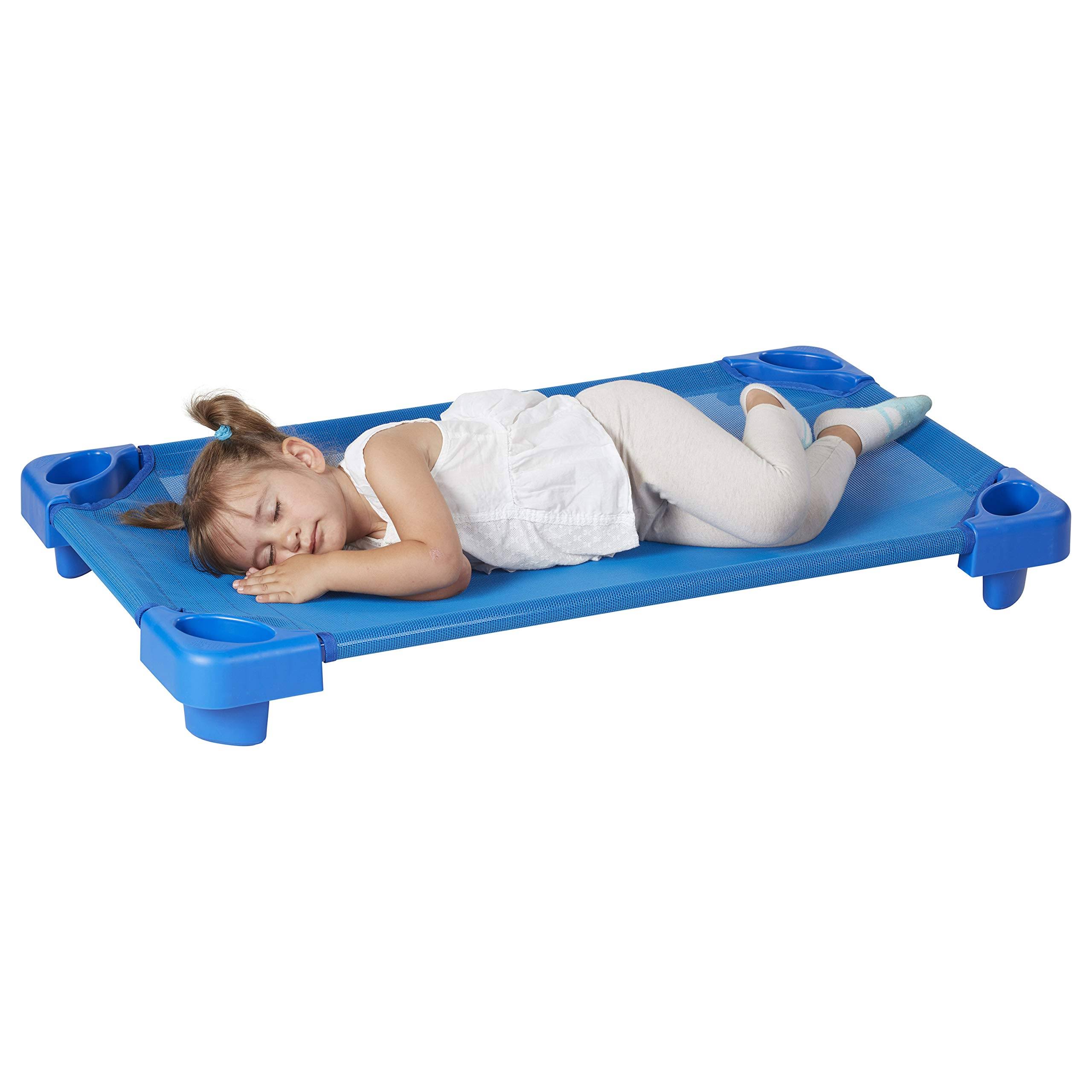 Ecr4kids Stackable Toddler Assembled Kiddie Cot, Blue