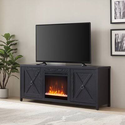 Bruner TV Stand for TVs Up to 65x22 with Electric Fireplace Included Laurel Foundry Modern Farmhouse Color: Black