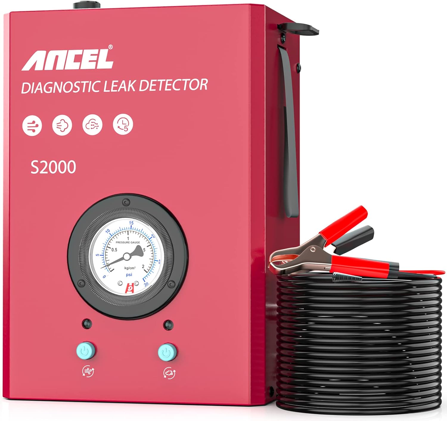 ANCEL S2000 EVAP Automotive Smoke Machine Leak Detector Full Kit, Built-in Air Machine Car Vacuum Smoke Tester Dual-Modes Diagnostic Fuel Pipe Leakage Locator for All Cars, Motorcycles, Boats