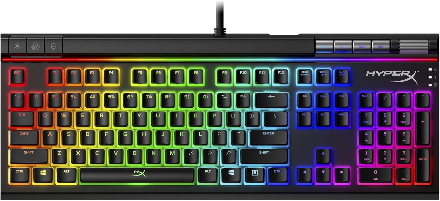 HyperX Alloy Elite 2 &ndash; Mechanical Gaming Keyboard, Software-Controlled Light & Macro Customization, ABS Pudding Keycaps, Media Controls, RGB LED Backlit, Linear Switch, HyperX Red
