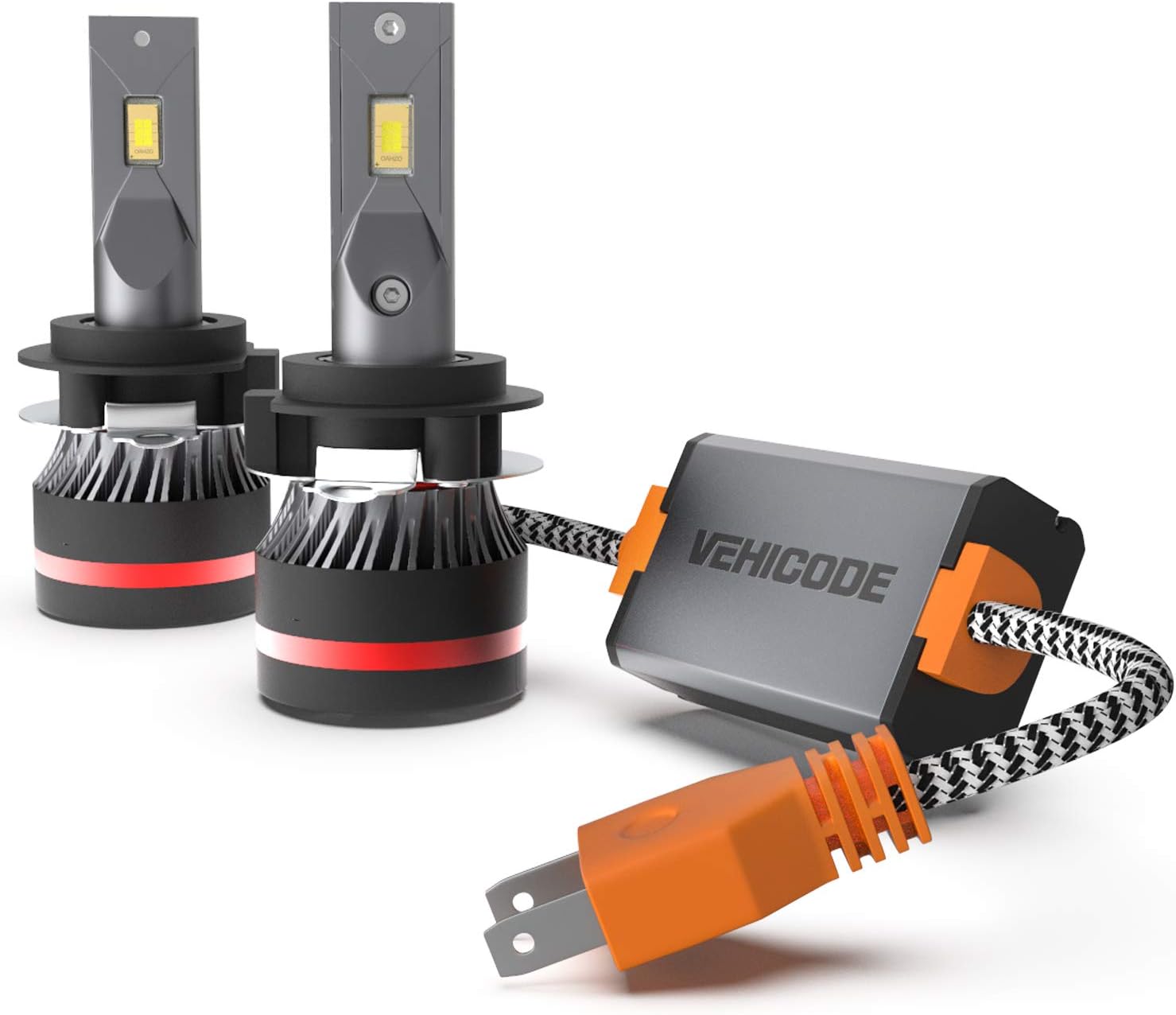 VEHICODE H7 LED Headlight Bulbs with Car Specific Adapters for Mercedes Benz Volkswagen VW (2 Pack)