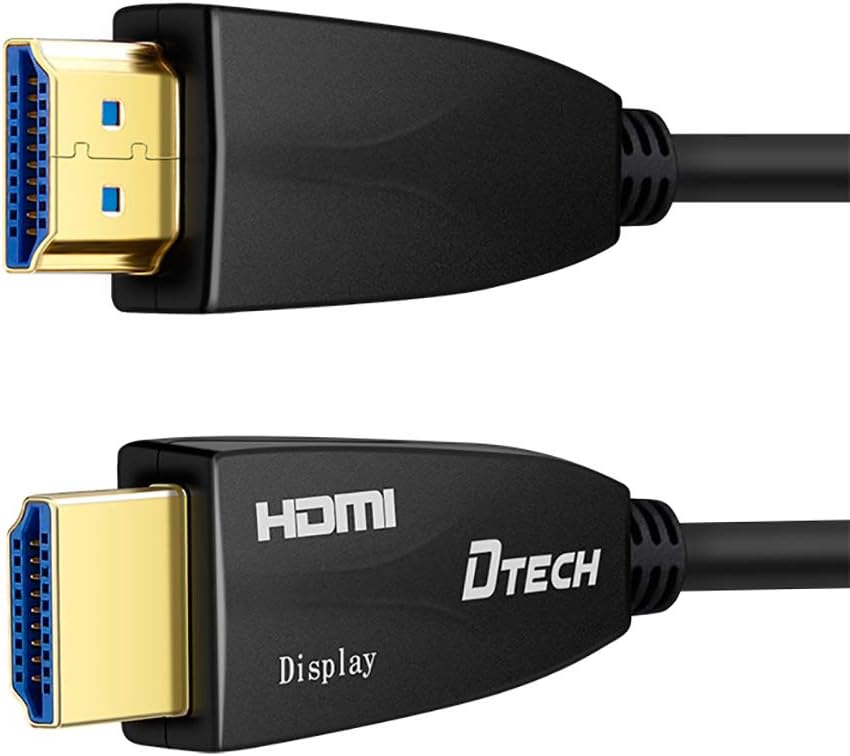 DTECH 16 Meter Fiber Optic HDMI Cable 4K 60Hz 18Gbps HDR 444 422 420 Sub-Sampling High Speed in-Wall Rated (50 Feet, Black) Pack of 2