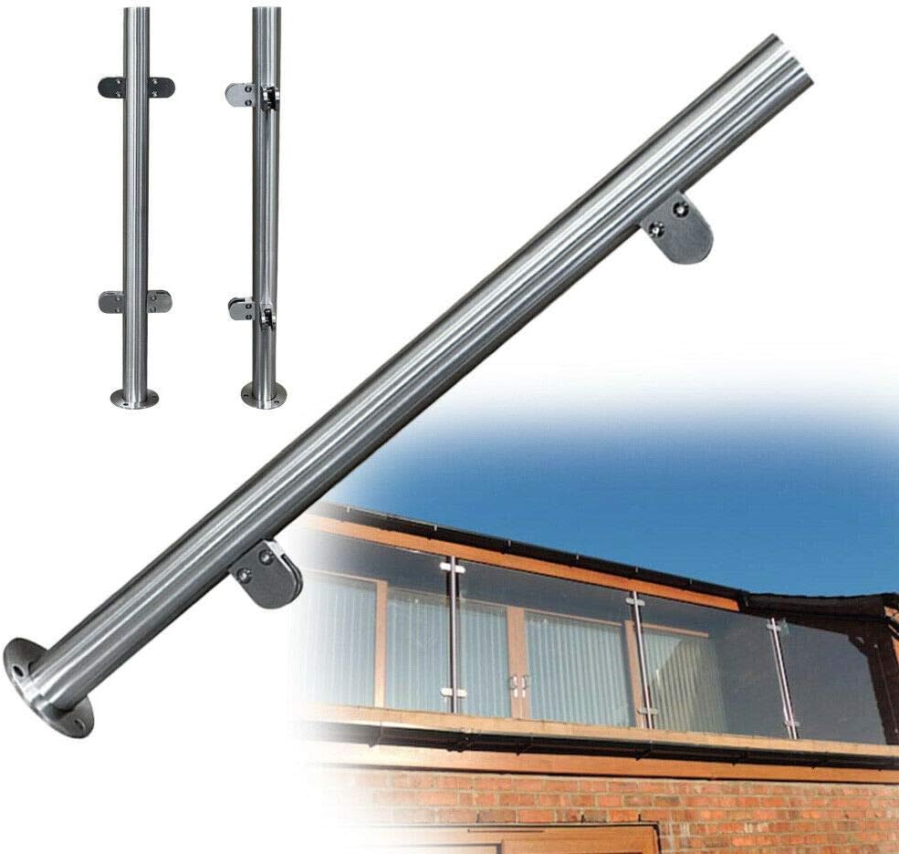 90CM/110CM Glass Balustrade Railing Post Balustrade Railing Glazing Pole Handrail Fence Balcony Garden 43