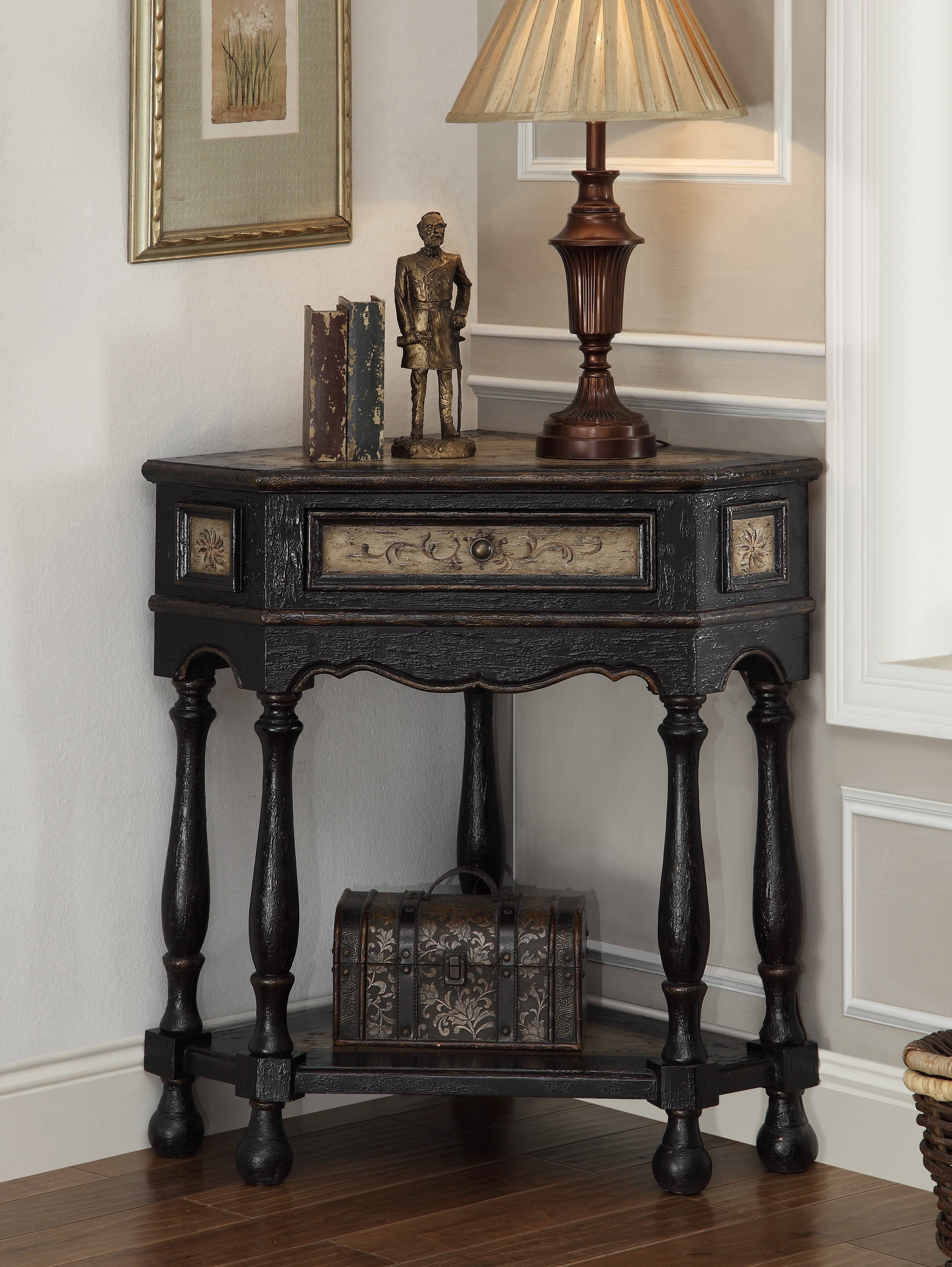 Coast to Coast One Drawer Corner Table, Black