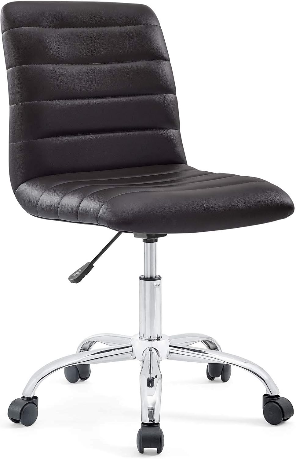 Modway Ripple Ribbed Armless Mid Back Swivel Computer Desk Office Chair In Black
