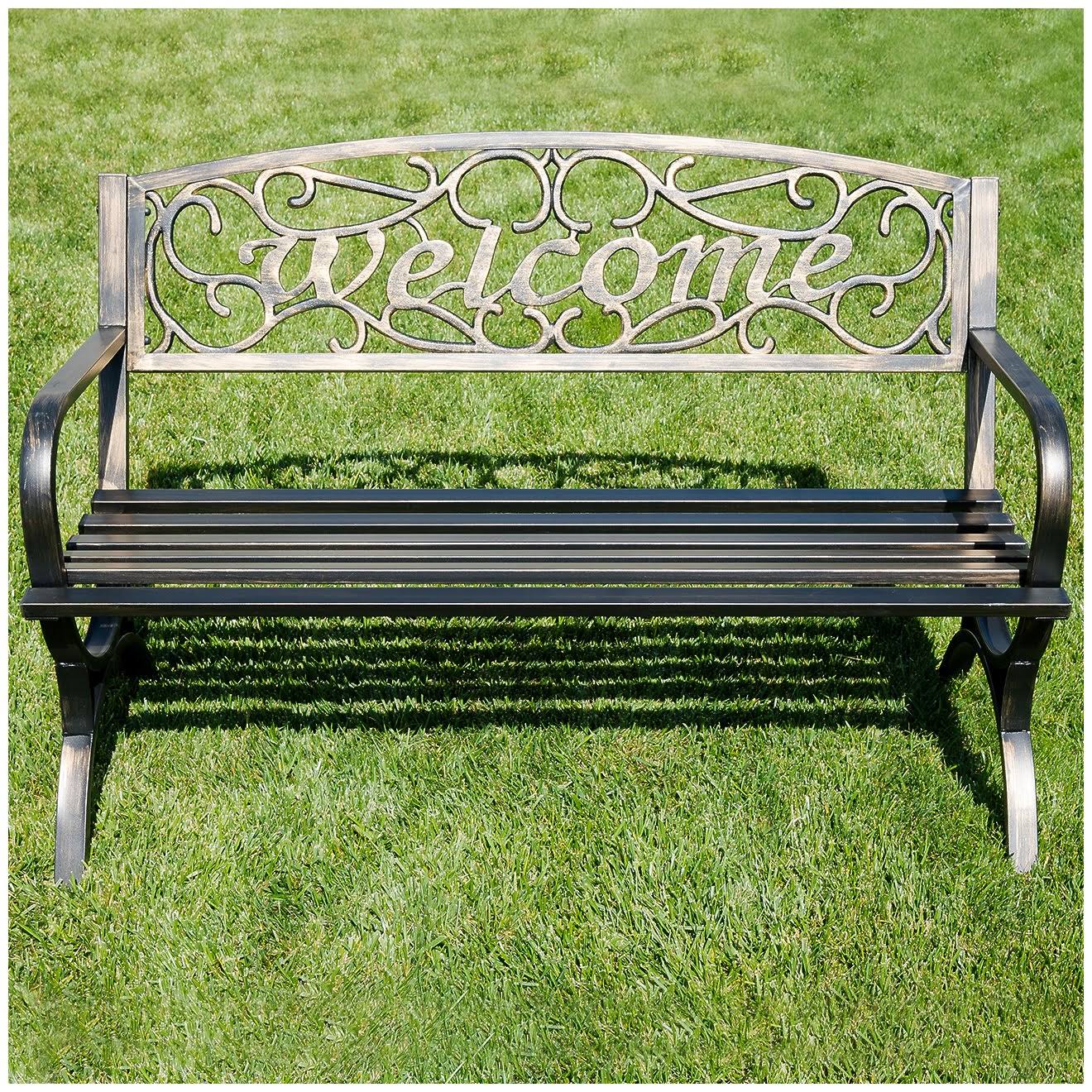 Belleze 50x22 Welcome Patio Garden Outdoor Park Bench Backyard (Bronze)
