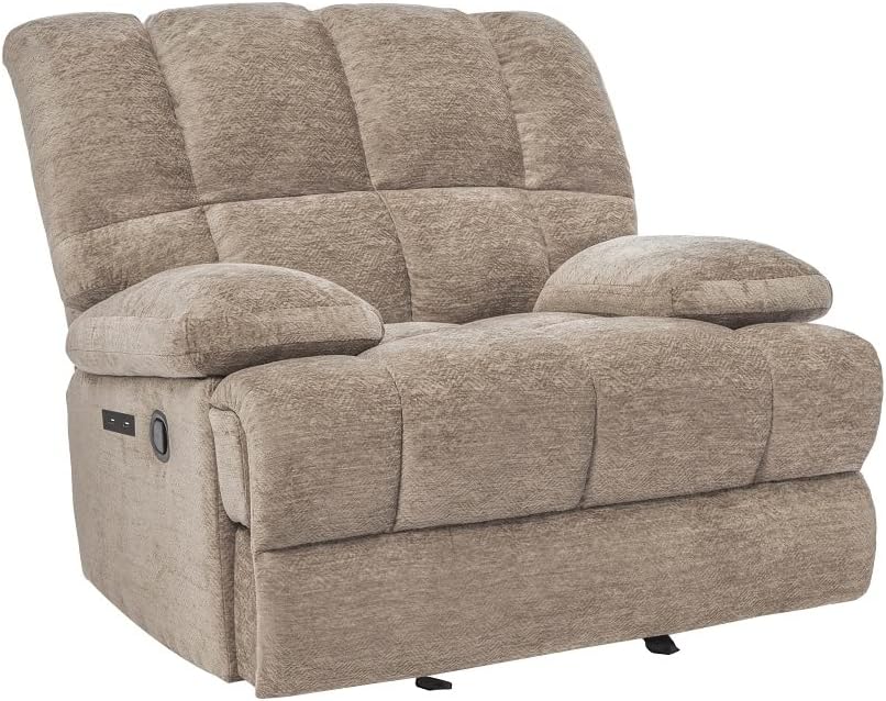 Modern Living Padded Recliner - Soft Reclining Sofa Chair with overstuffed backrest and The Padded seat footrest with Rocker,USB,Side Pocket for Home,Bedroom,Living Room,Lounge,Club,Theater.