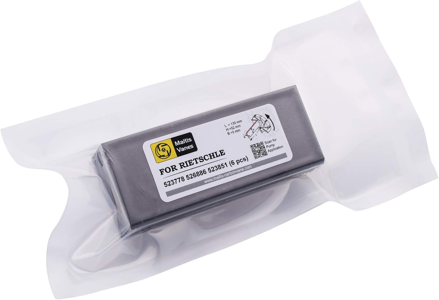 6pcs Carbon Vane 523778 526886 523851 for Rietschle DTA80 KTA80/1/2/3/4 130-52-5 Pack of 2