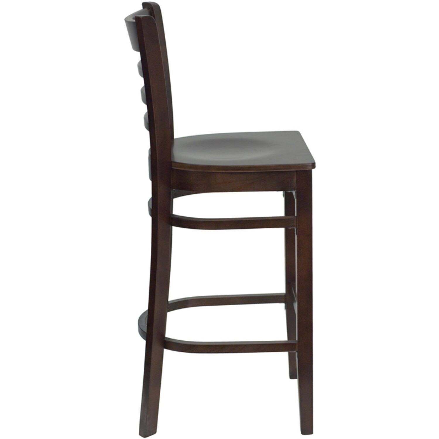 Offex Hercules Series Walnut Finished Ladder Back Wooden Restaurant Bar Stool