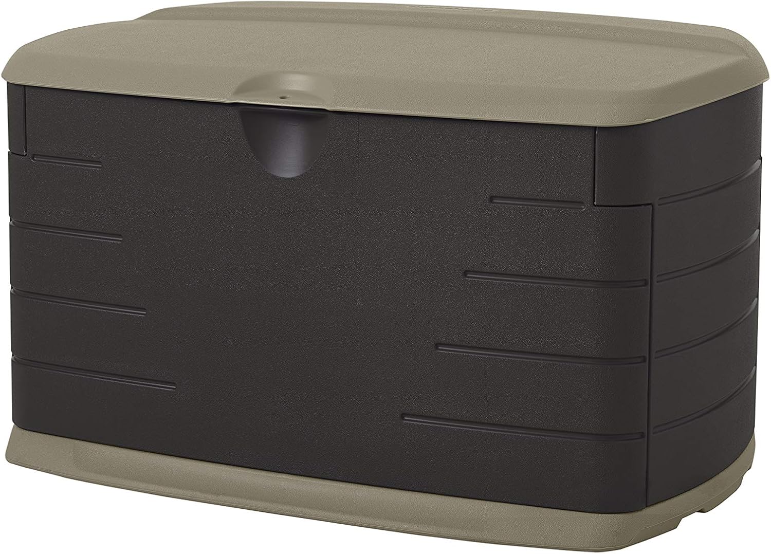 Rubbermaid Medium Resin Weather Resistant Outdoor Garden Storage Deck Box, Sandstone & Master Lock 141D Covered Aluminum Keyed Padlock, 1 Pack, Black