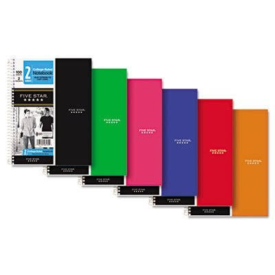 Mead Five Star Spiral Notebook, College Ruled, 2 Subject, 6 x 9.5 Inches, 100 Sheets, Assorted Colors (06180), 2 Packs