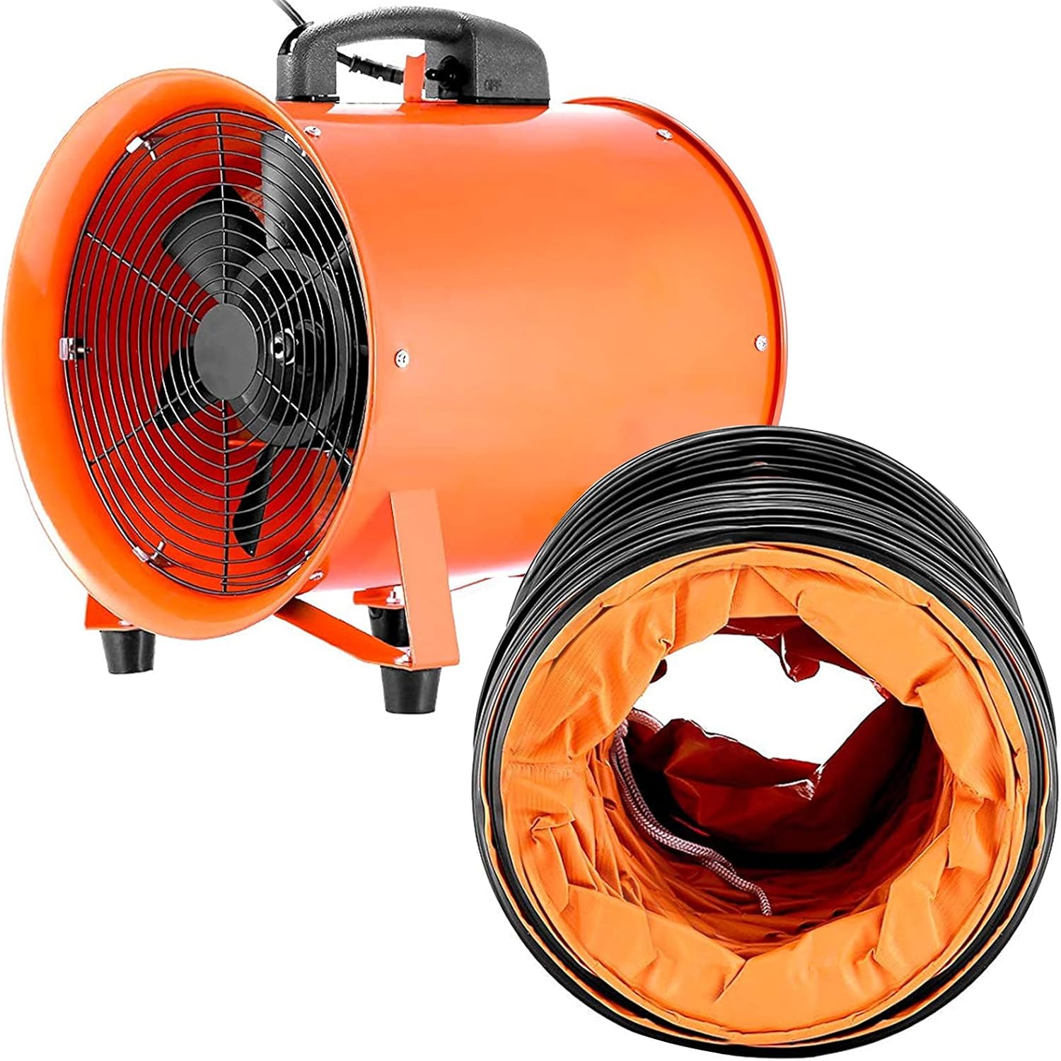 VEVOR Utility Blower Fan, 12 Inches, 520W 2295 CFM High Velocity Ventilator w/ 16 ft/5 m Duct Hose, Portable Ventilation Fan, Fume Extractor for Exhausting & Ventilating at Home and Job Site