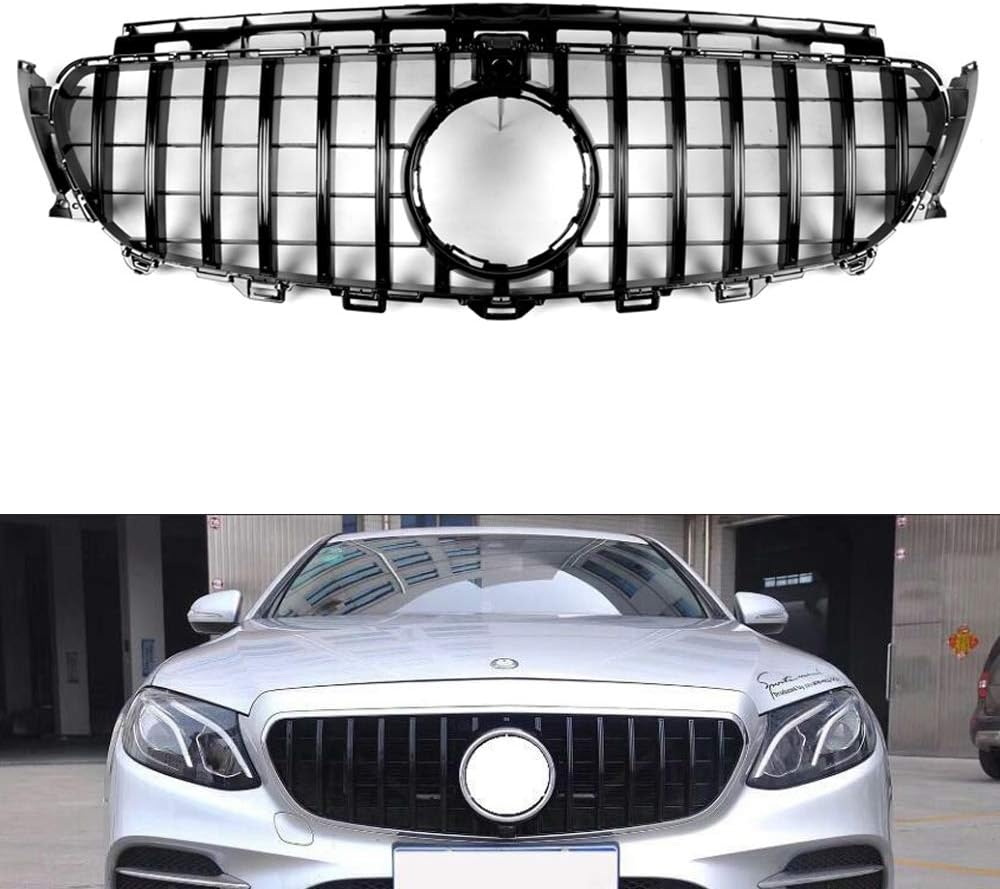 GT R Style Grill Grille for Mercedes-Benz W213 E250 E300 E450 2016-2018 (Black)