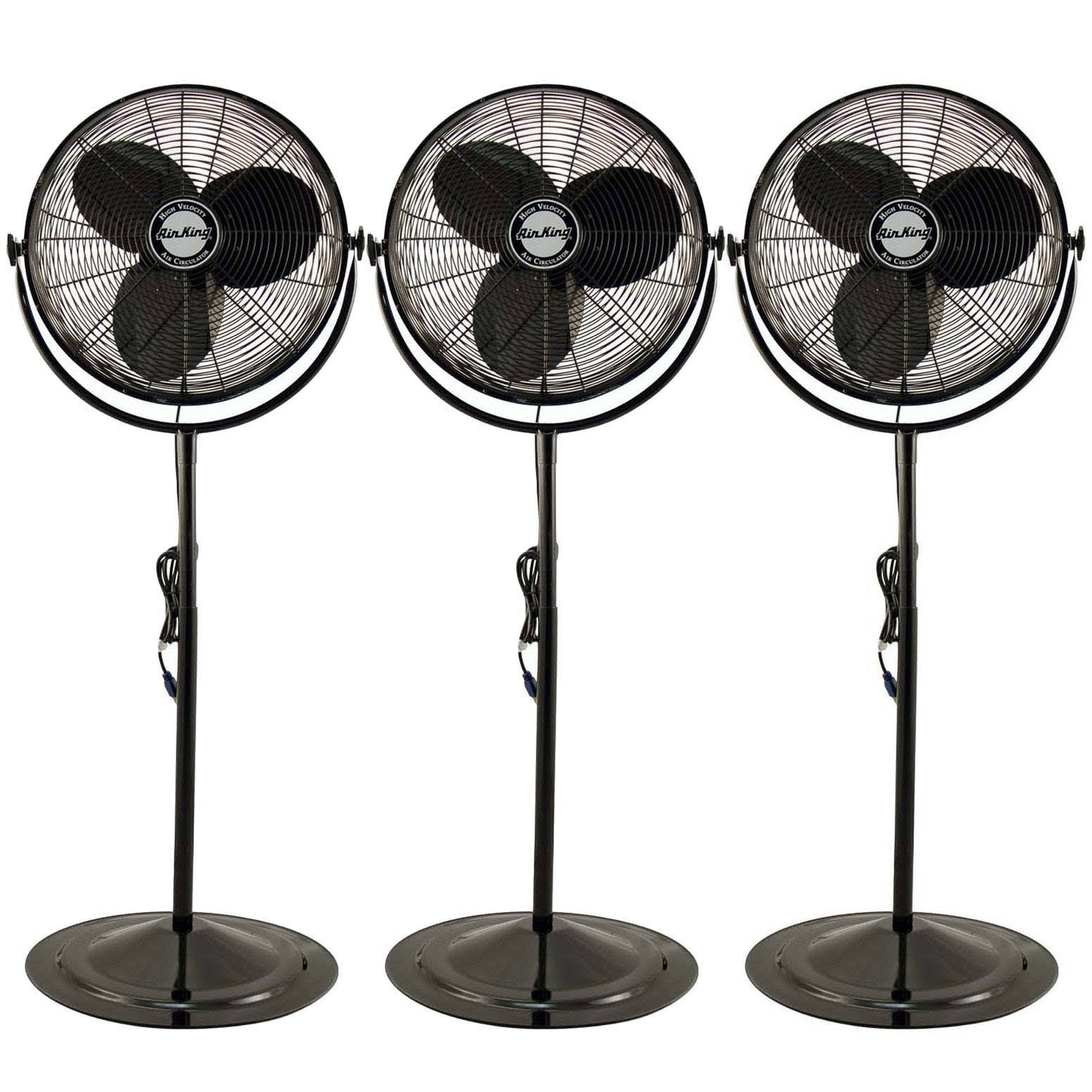 Air King 20x22 3 Speed 1/6 HP Adjustable Height Industrial Pedestal Fan (3 Pack)