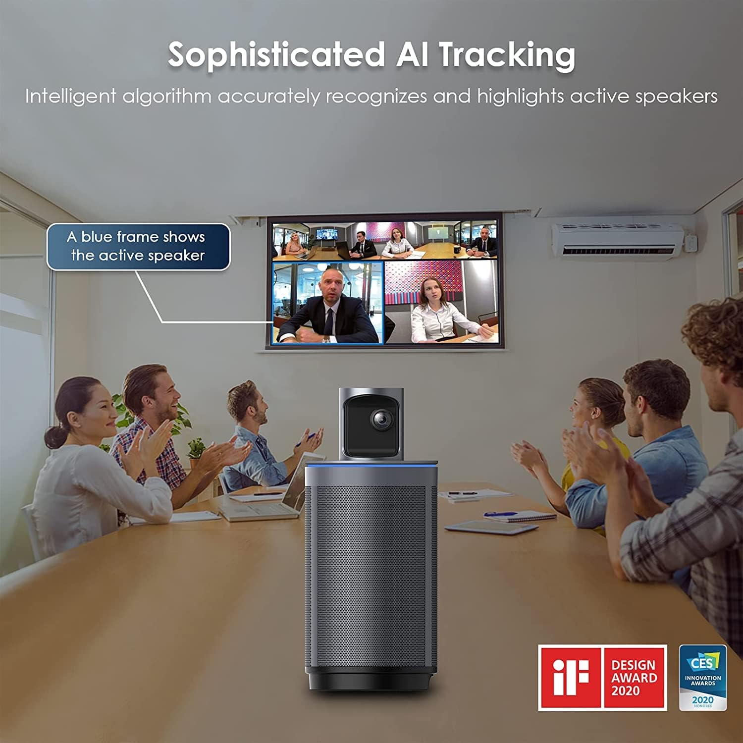 NexiGo Meeting 360 (Gen 2), 8K Captured AI-Powered Framing & Speaker Tracking, 1080p HD 360-Degree Smart AIO Video Conference Camera, 8 Noise-Cancelling Microphones, and Speaker