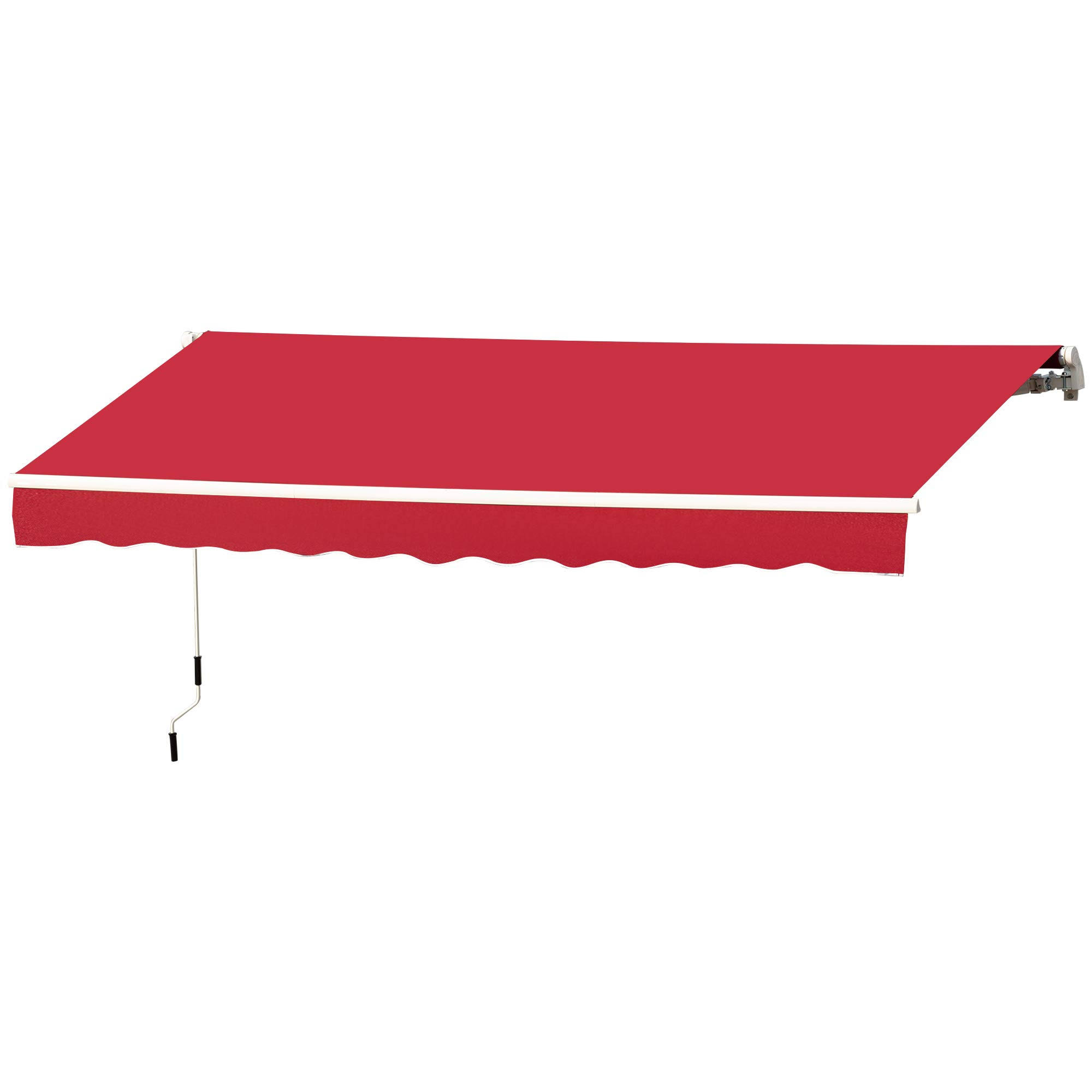 Outsunny 12& x 10& Outdoor Patio Manual Retractable Exterior Window Awning with Adjustable u0026 Versatile Design - Wine Red
